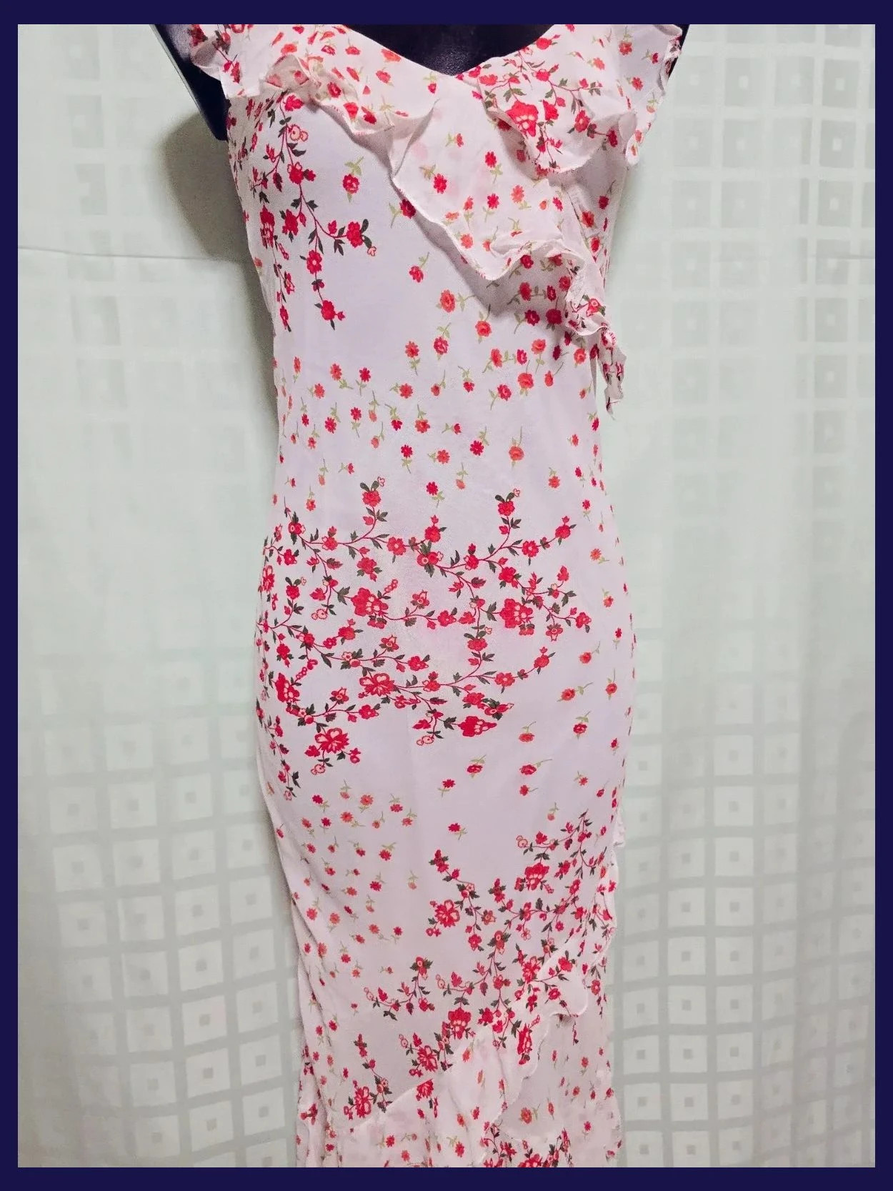 White Red Floral Ruffle Dress – raf raf – taille M / 38 / 10 3