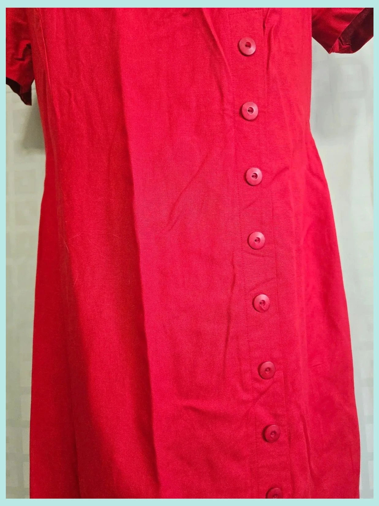 Red Linen Square Neck Dress – giacosa – taille 4XL / 48 / 20 4