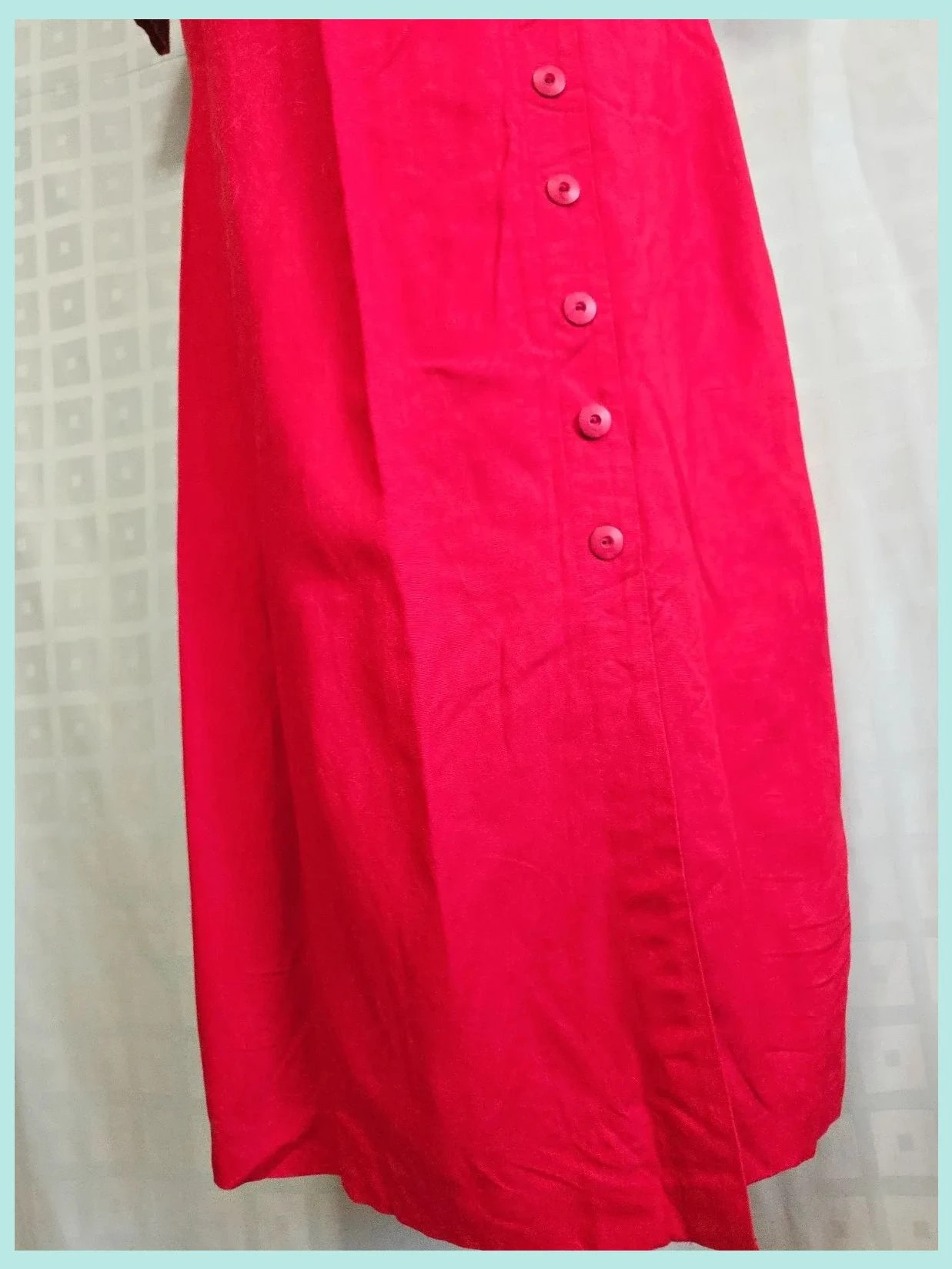 Red Linen Square Neck Dress – giacosa – taille 4XL / 48 / 20 3