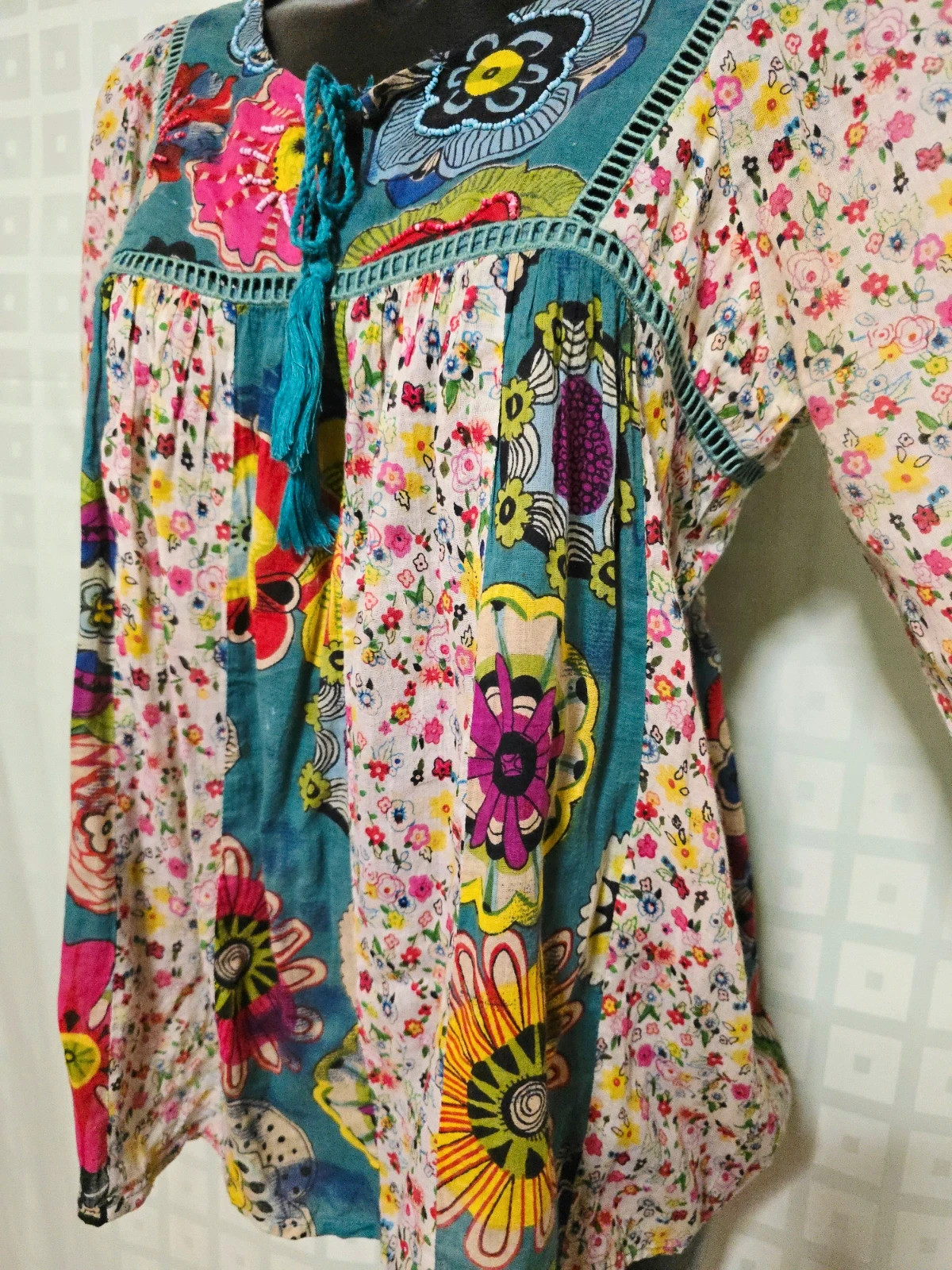 Boho Patchwork Floral Tassel Blouse – Peace n' Love – taille M / 38 / 10 2