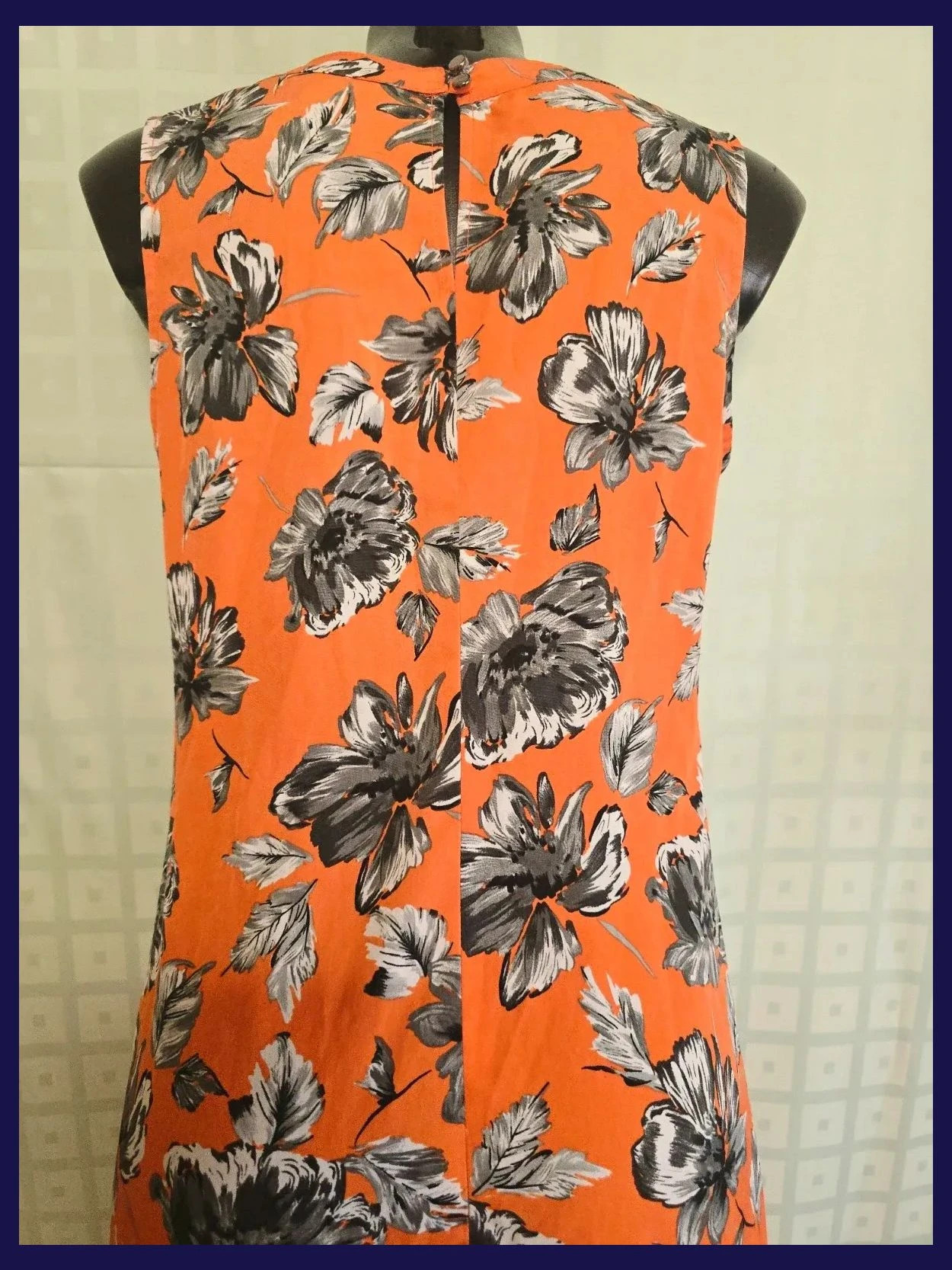 Orange Grey Floral Keyhole Shift Dress – Papaya – taille M / 38 / 10 4