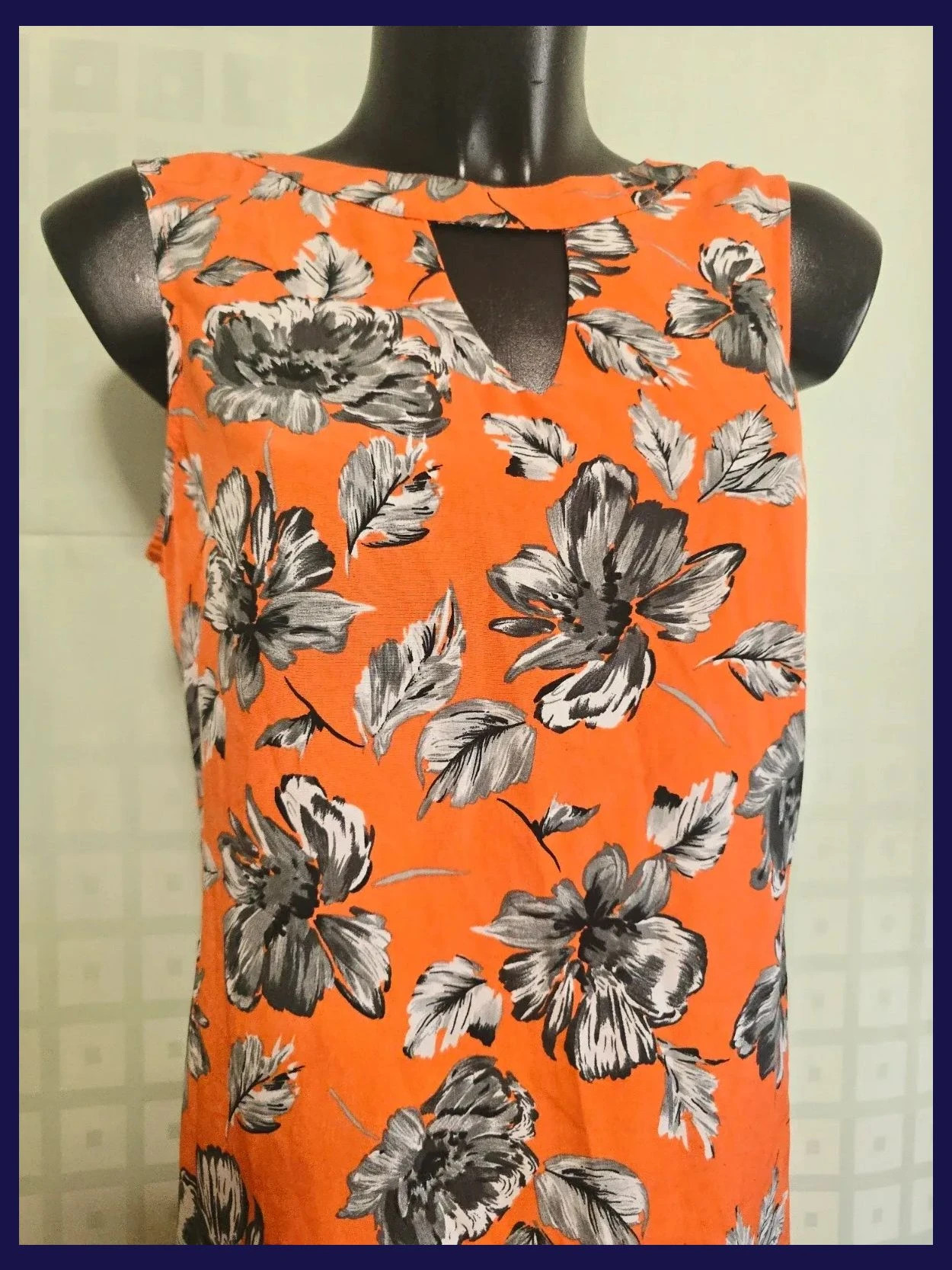 Orange Grey Floral Keyhole Shift Dress – Papaya – taille M / 38 / 10 2