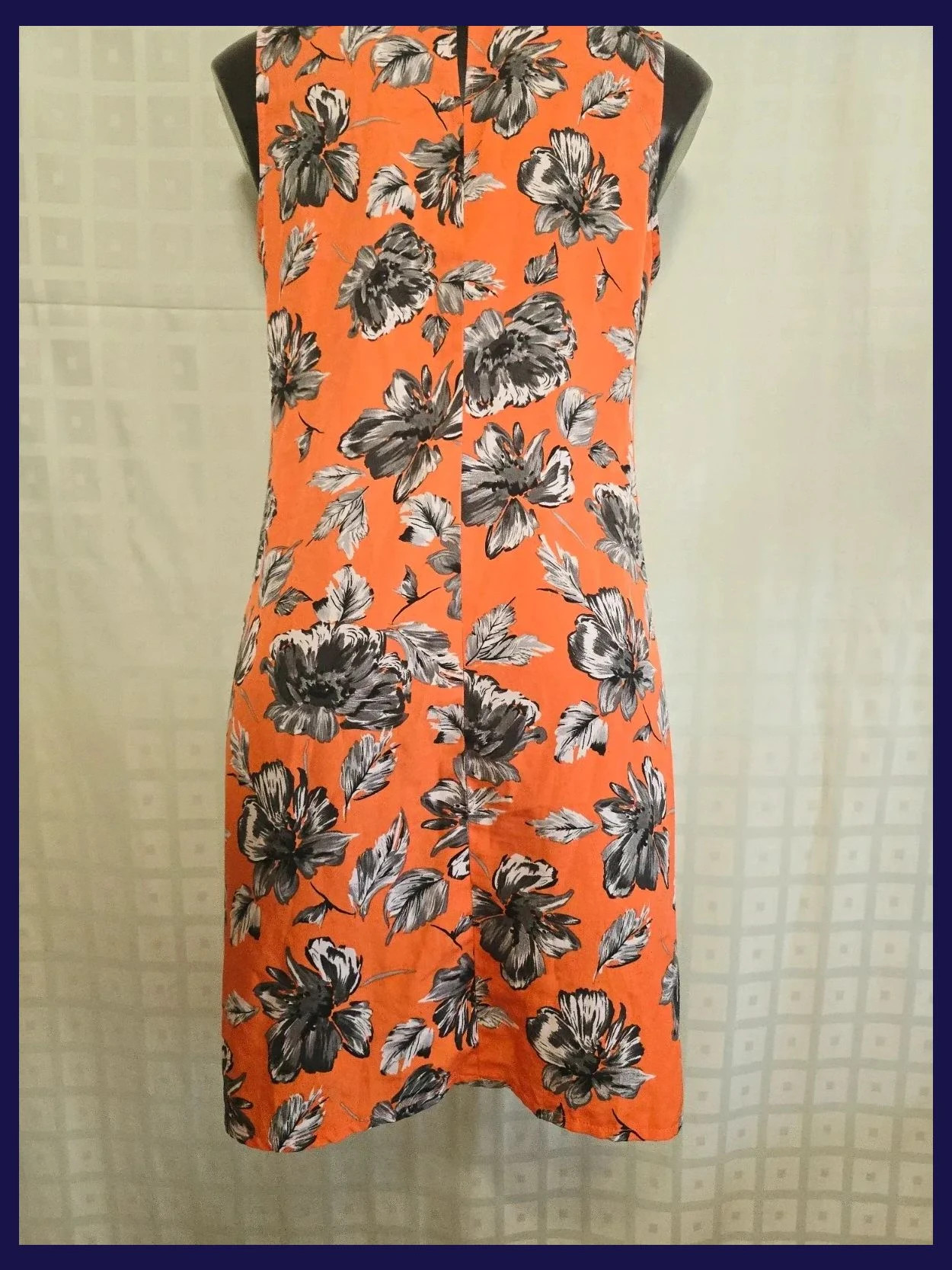 Orange Grey Floral Keyhole Shift Dress – Papaya – taille M / 38 / 10 5