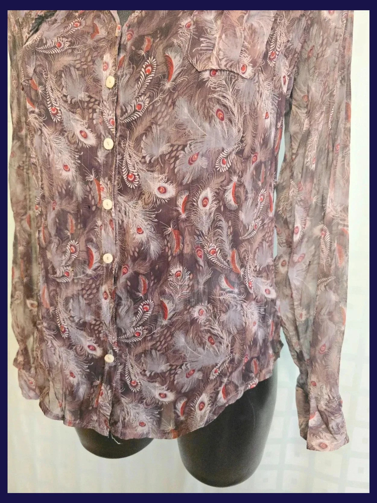 Feather Print Button Down Shirt – Privilege – taille L / 40 / 12 3