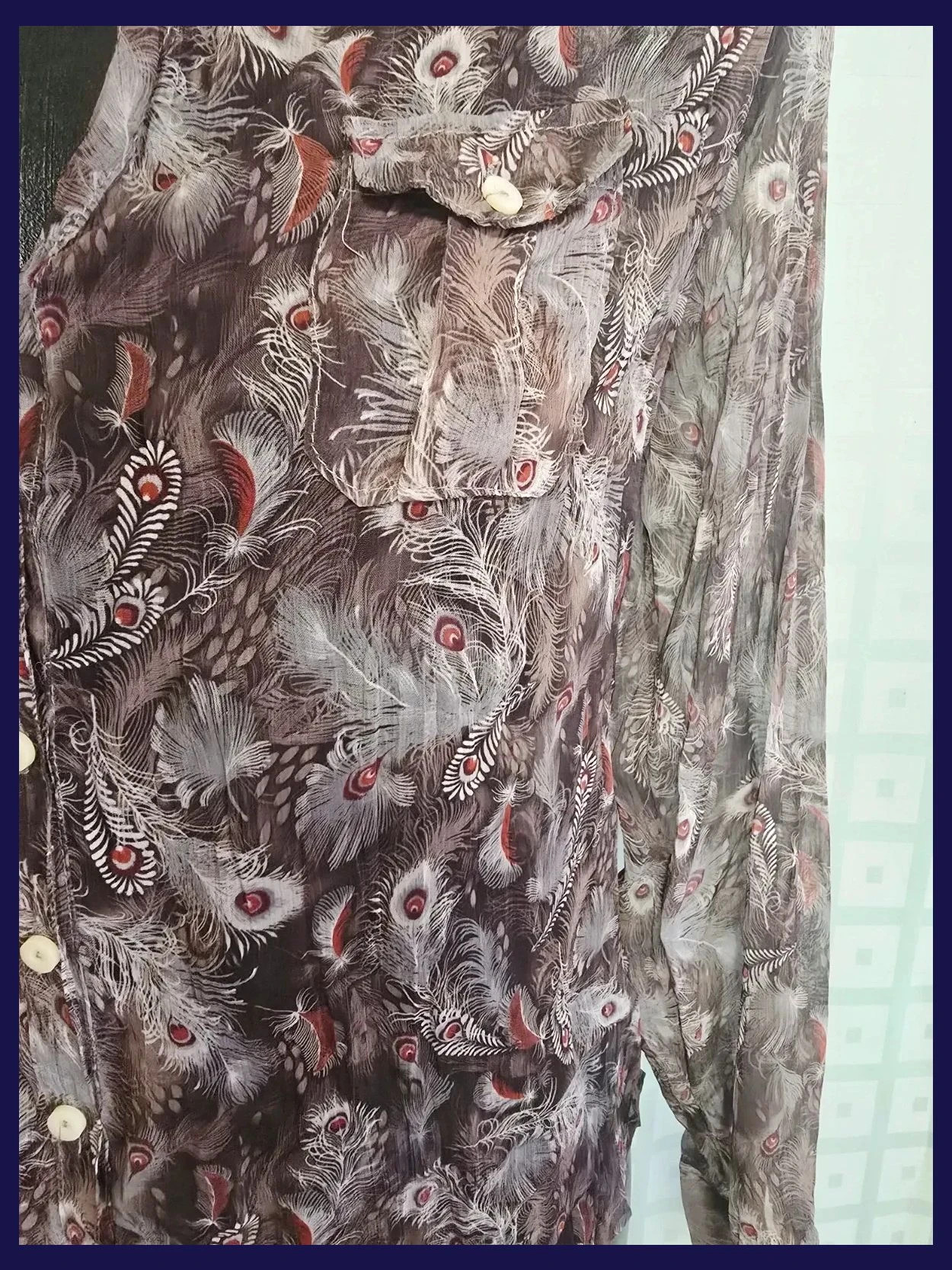 Feather Print Button Down Shirt – Privilege – taille L / 40 / 12 4