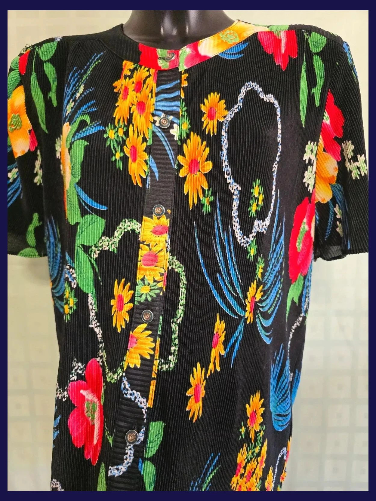 Black Floral Print Button Blouse – Vestidor Vintage – taille Autre 5