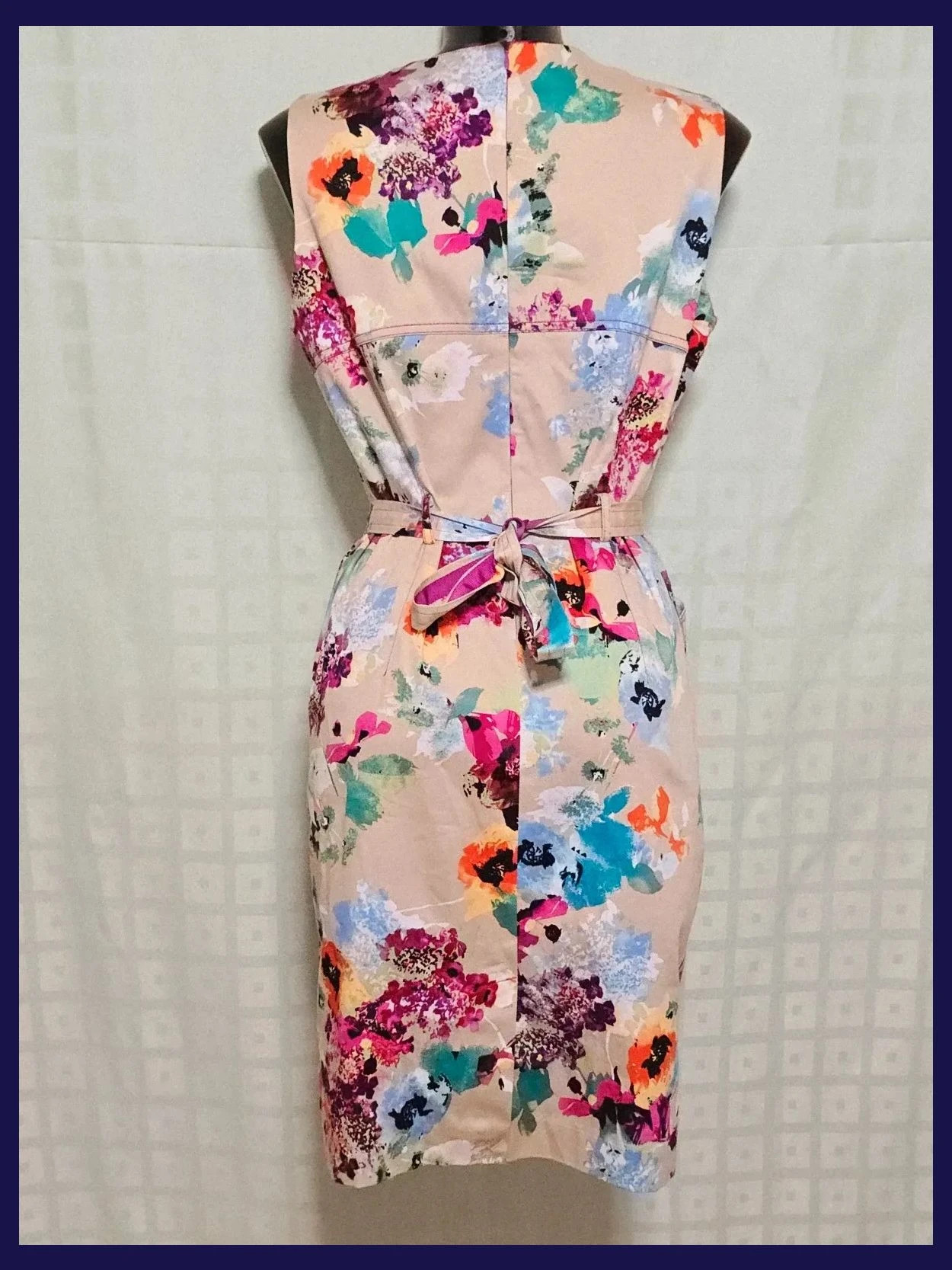Watercolor Floral Belted Sheath Dress – Cloche – taille XXL / 44 / 16 2