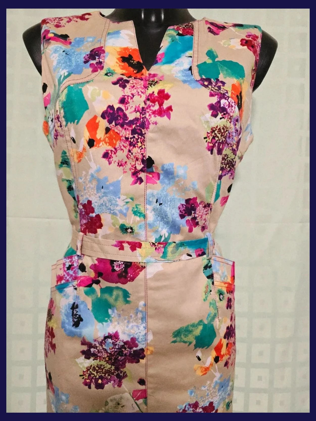 Watercolor Floral Belted Sheath Dress – Cloche – taille XXL / 44 / 16 4