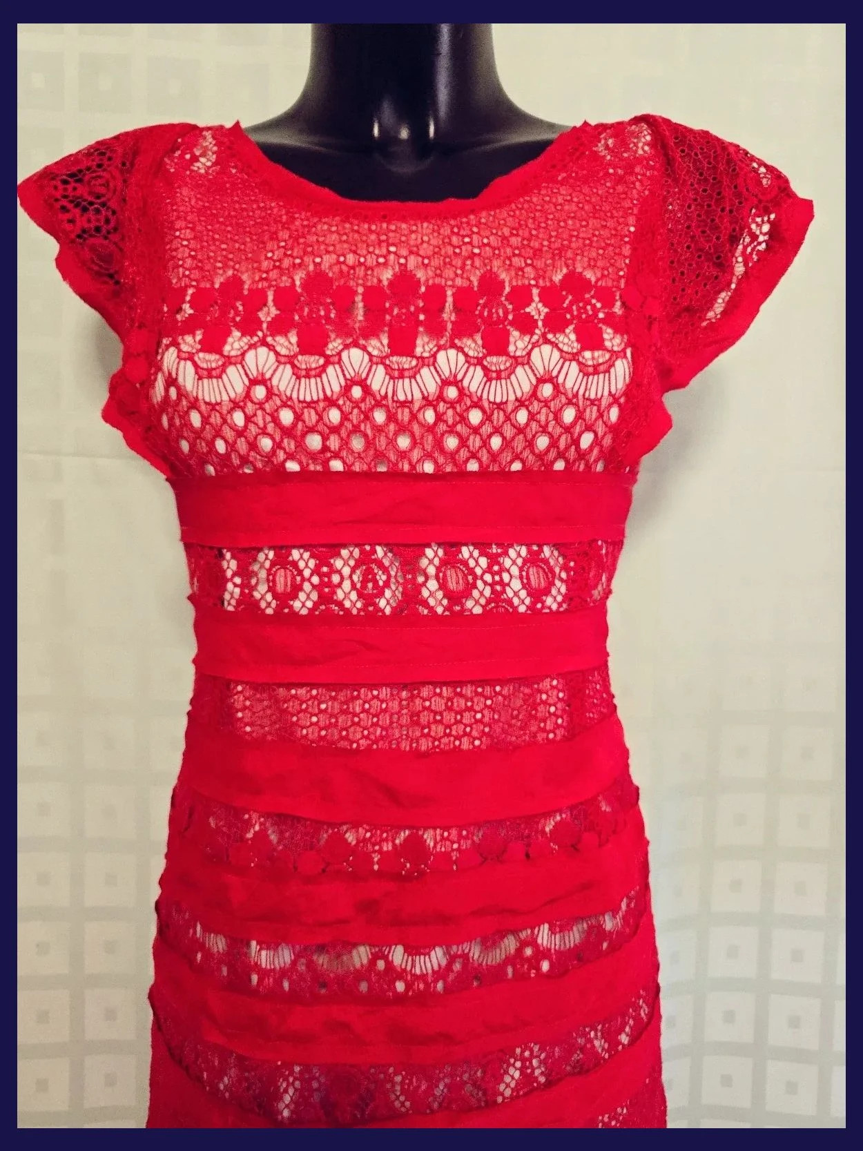 Red Lace Layered Bodycon Dress – Mia Donna – taille S / 36 / 8 2