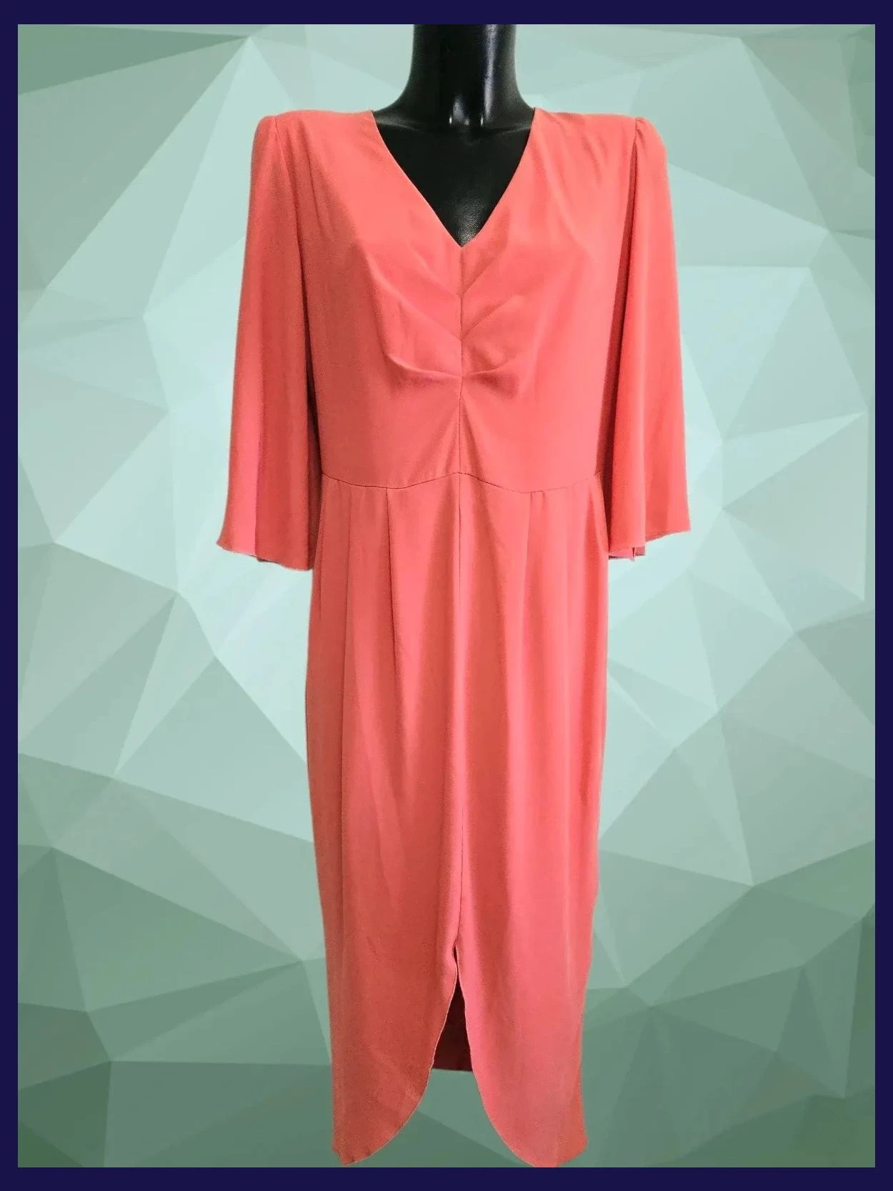 Coral V-Neck Cape Sleeve Midi Dress – Iciar & Candela – taille XL / 42 / 14