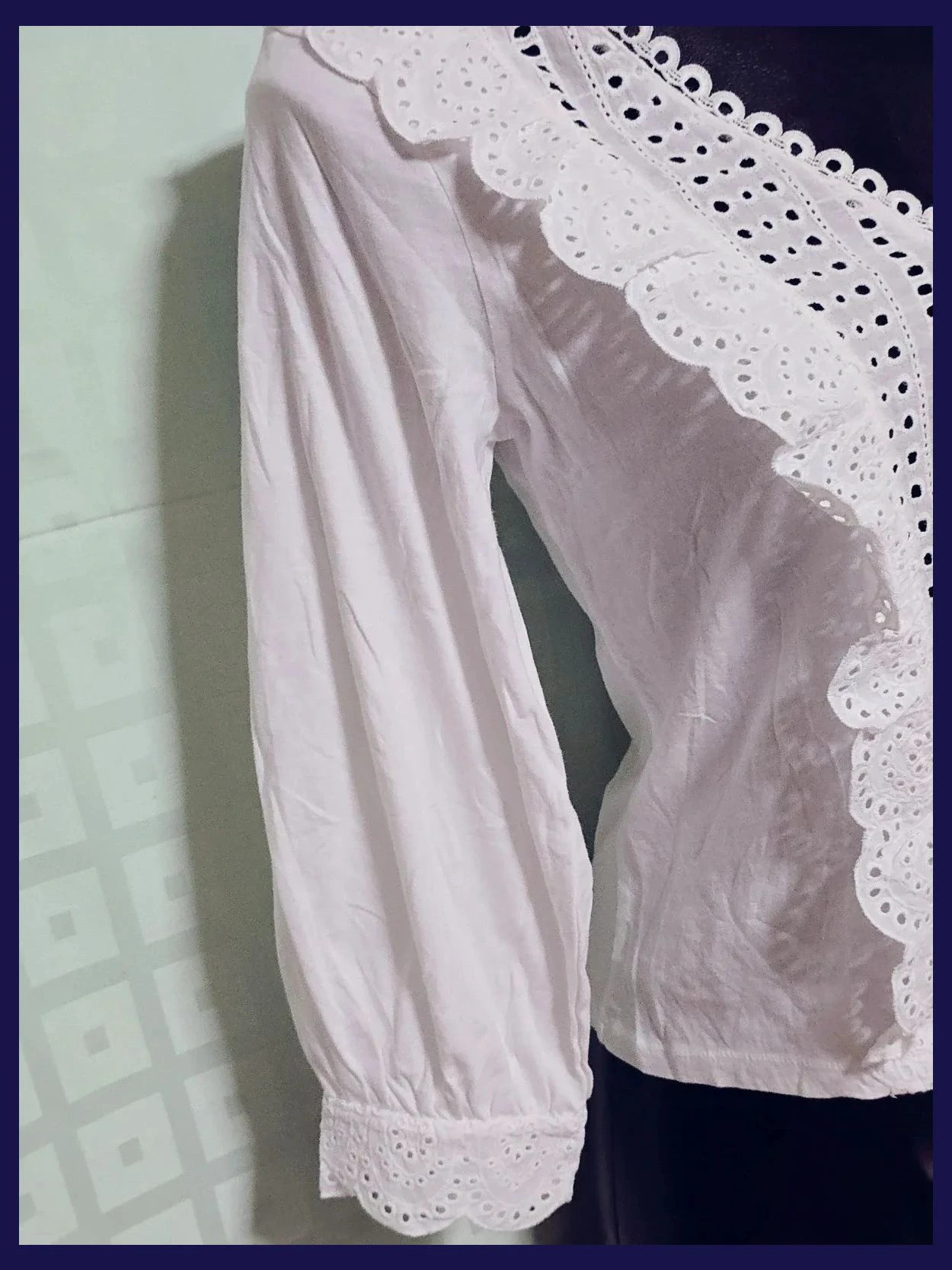 White Eyelet Ruffle Cotton Blouse – Morgan – taille M / 38 / 10 3