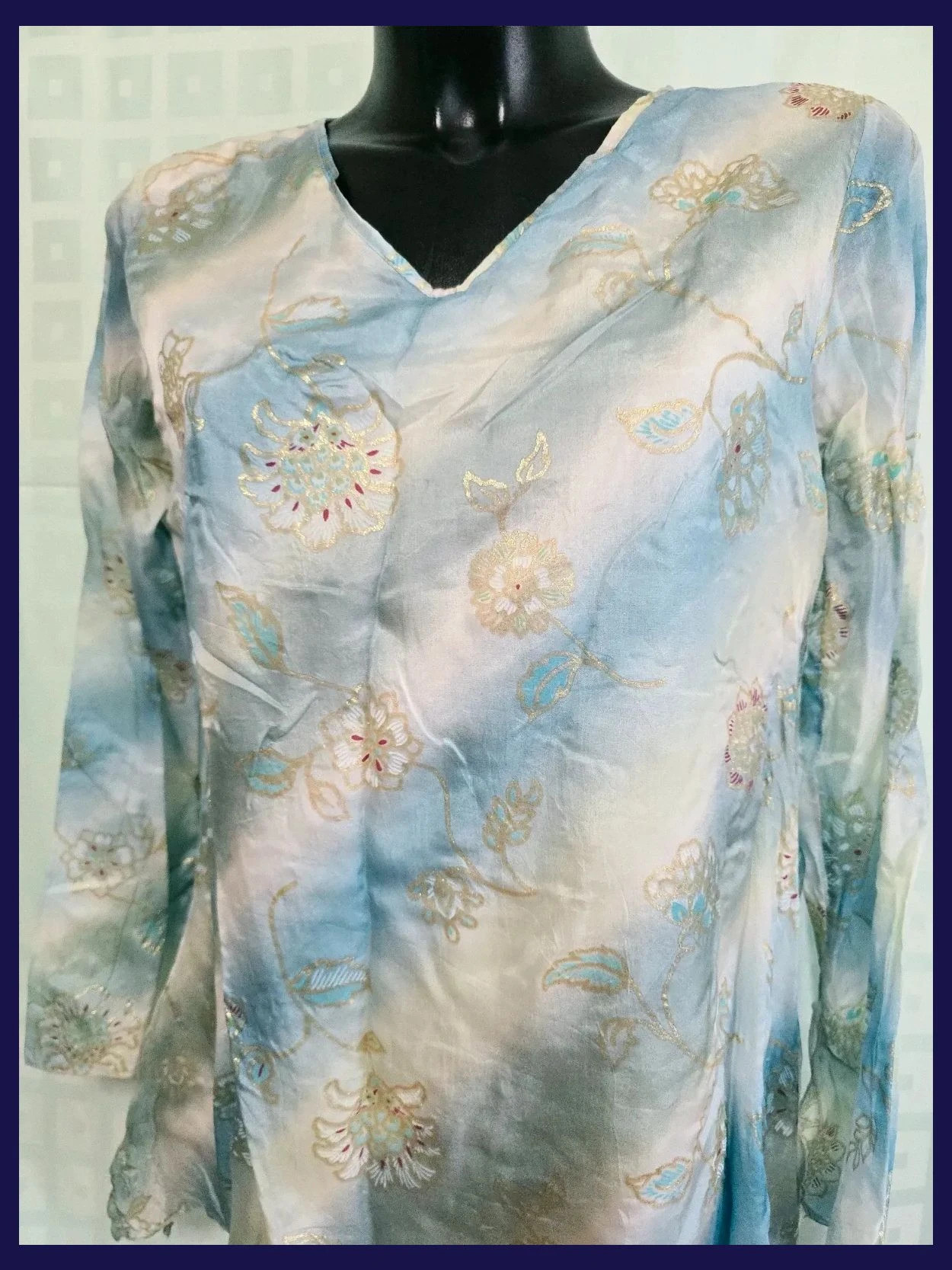 Silk Watercolor Embroidered Floral Blouse – Autograph – taille L / 40 / 12 2