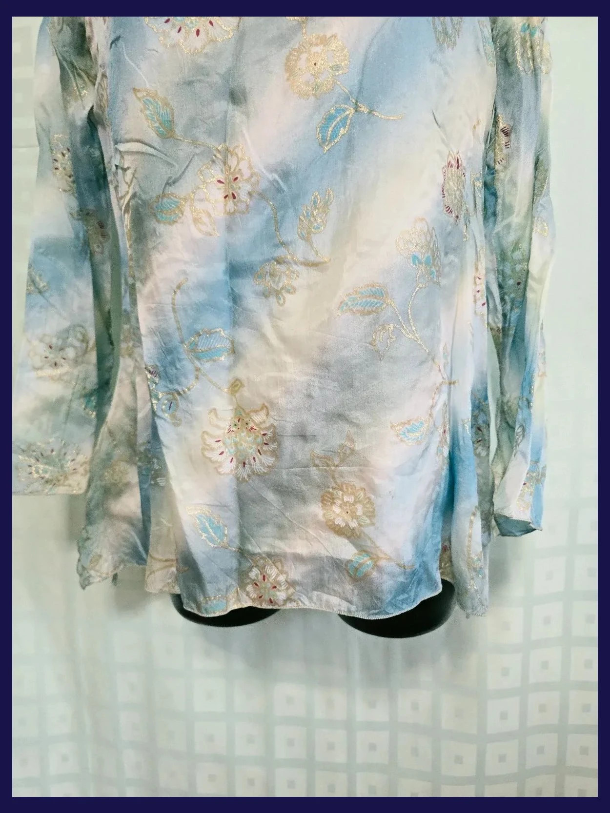 Silk Watercolor Embroidered Floral Blouse – Autograph – taille L / 40 / 12 3