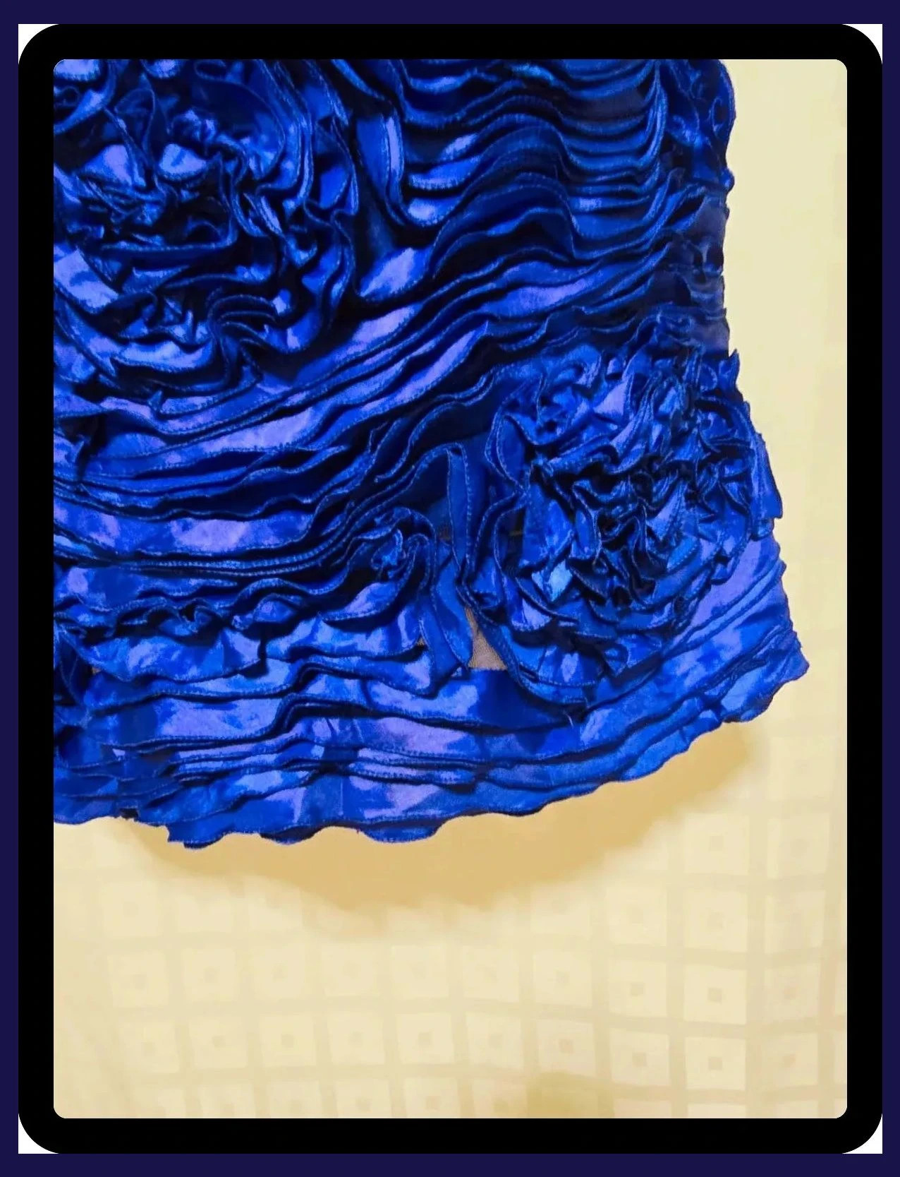 Royal Blue Cocktail Dress with Rosette Skirt & Satin Sash – Vintage Dressing – taille M / 38 / 10 5