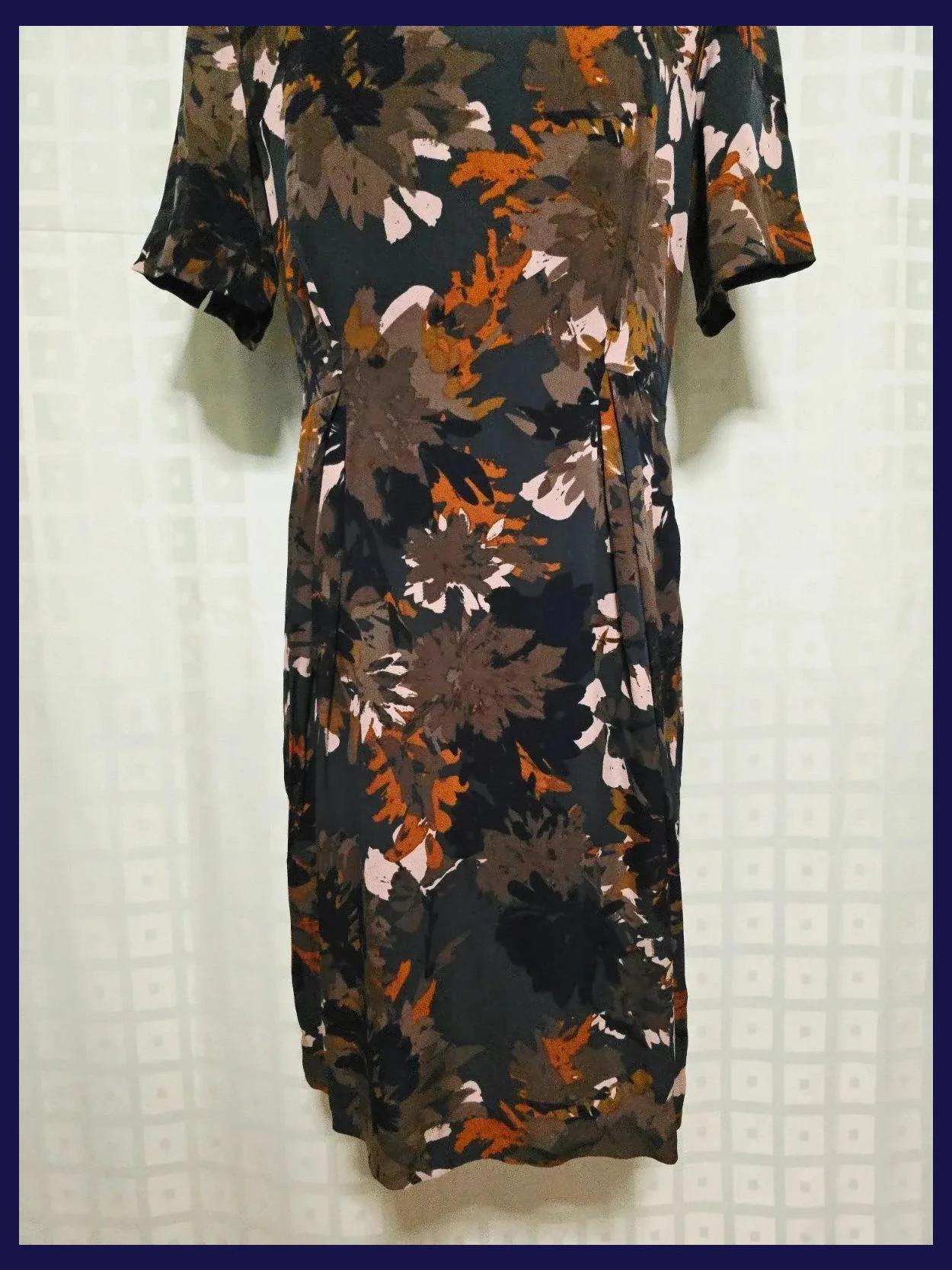 Dark Floral Print Midi Dress 100% Viscose – InWear – taille XL / 42 / 14 3