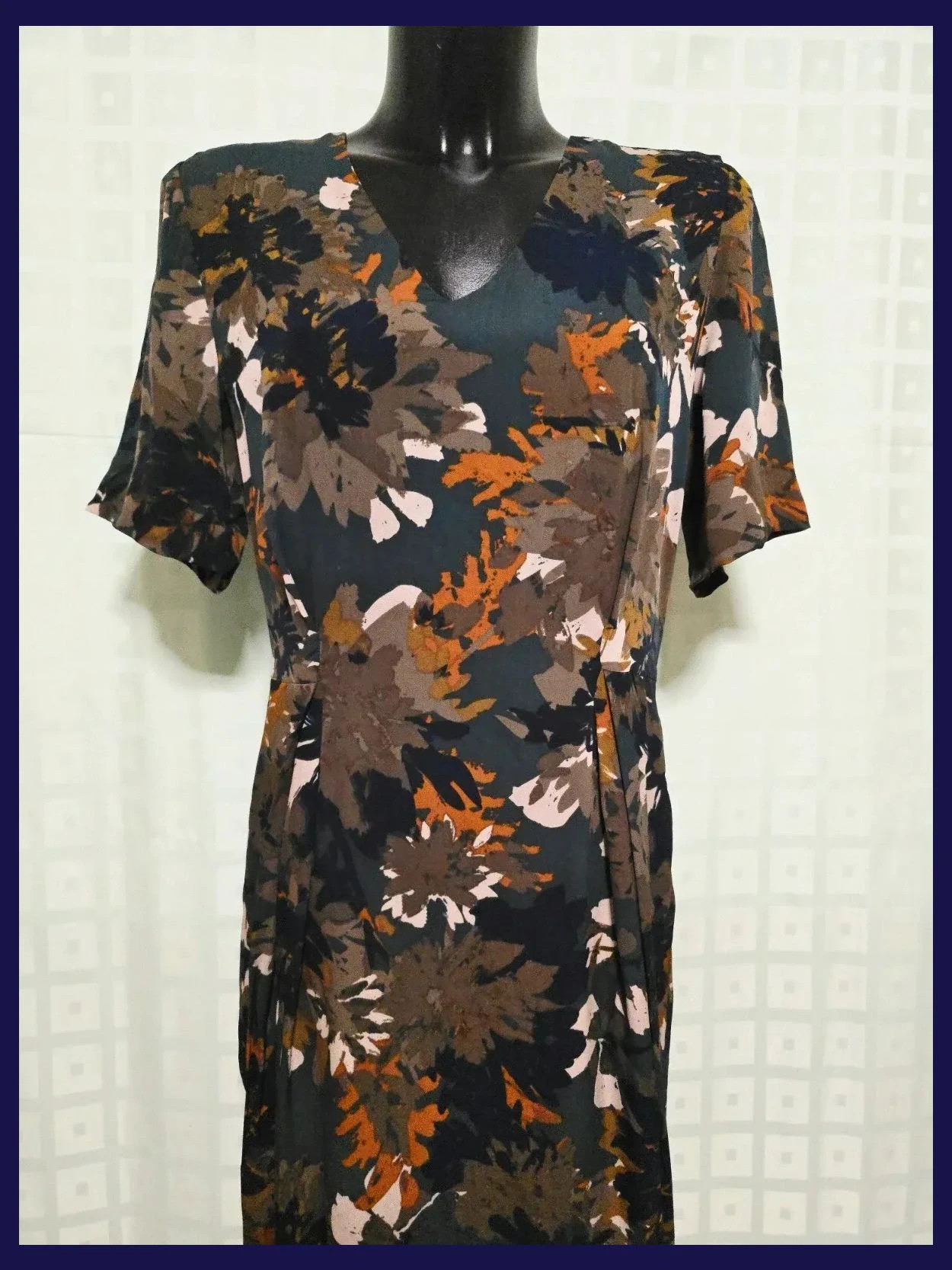 Dark Floral Print Midi Dress 100% Viscose – InWear – taille XL / 42 / 14 4