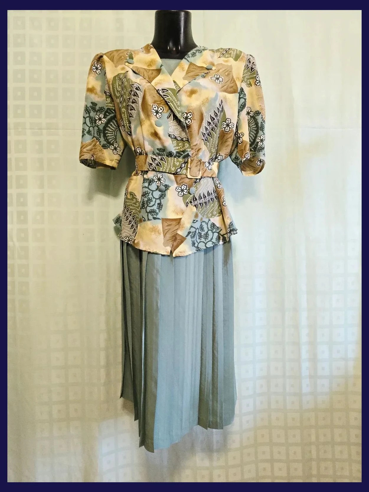 Vintage Batik Print Belted Pleated Midi Dress – Vintage Dressing – taille XXL / 44 / 16 2