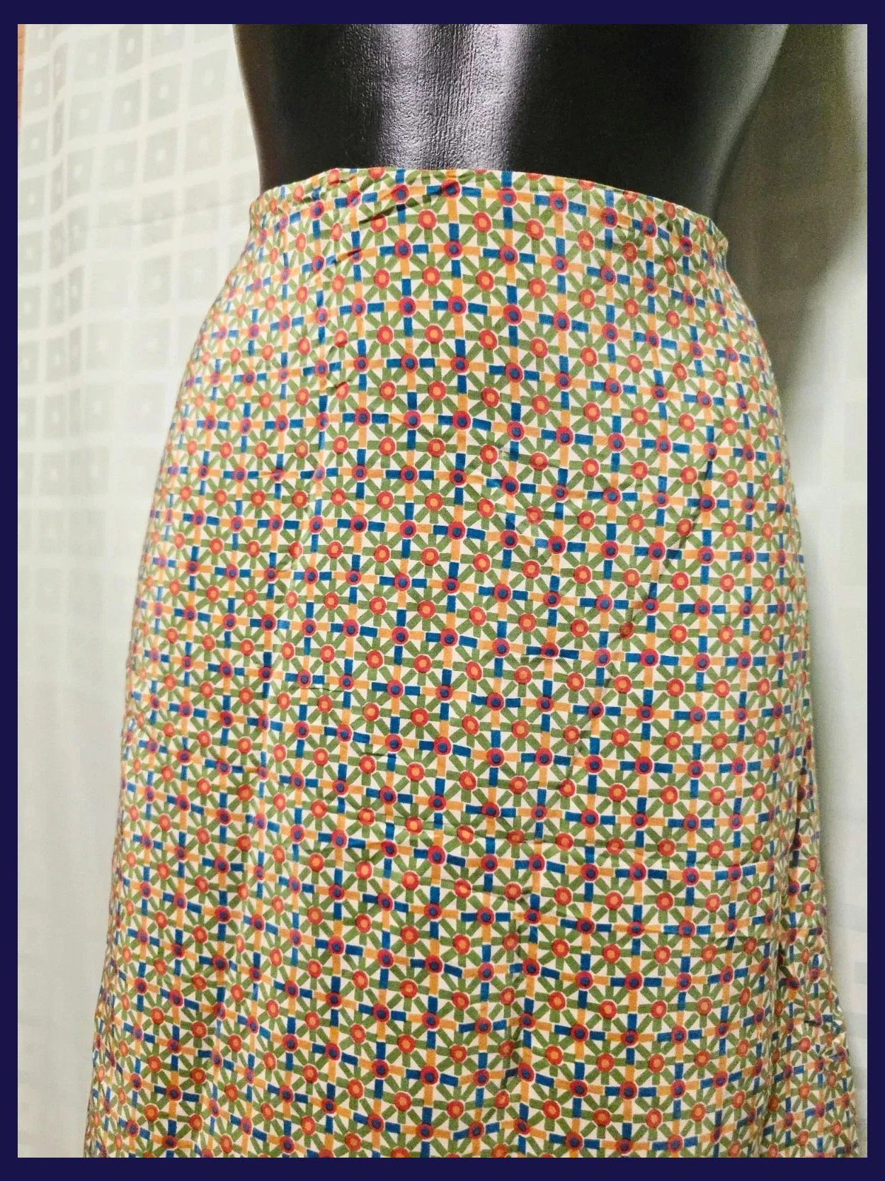 Vintage Geometric Print A-Line Skirt 100% Silk – Vintage Dressing – taille Taille unique 2
