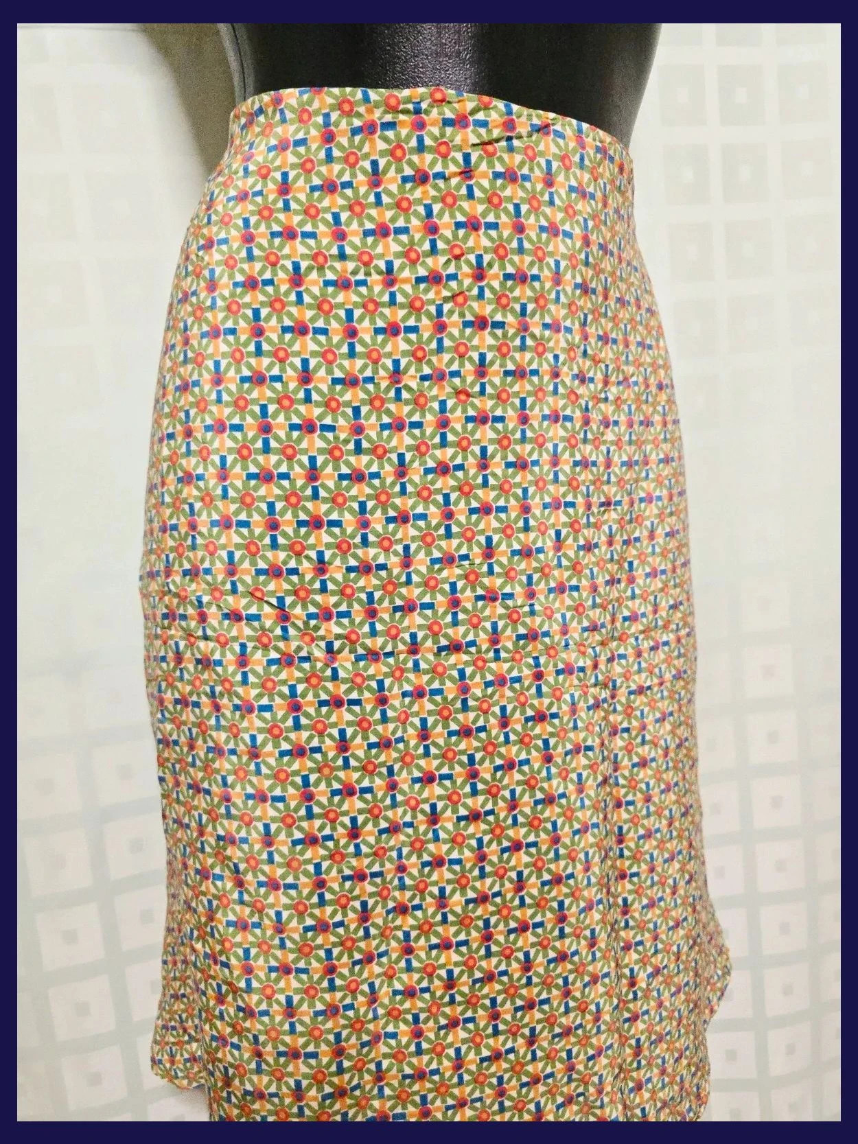 Vintage Geometric Print A-Line Skirt 100% Silk – Vintage Dressing – taille Taille unique 4