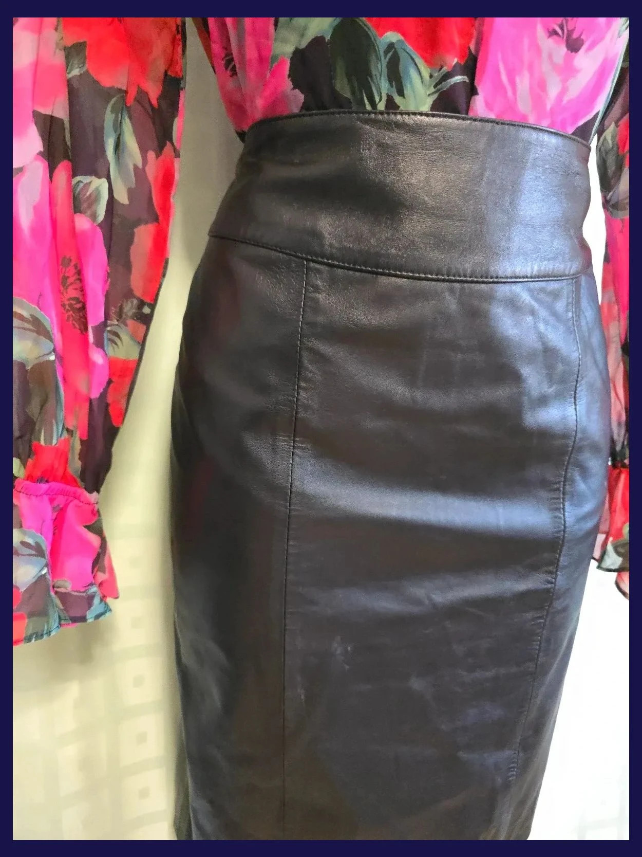 Black Pencil Skirt 100% Leather – 123 – taille M / 38 / 10 3