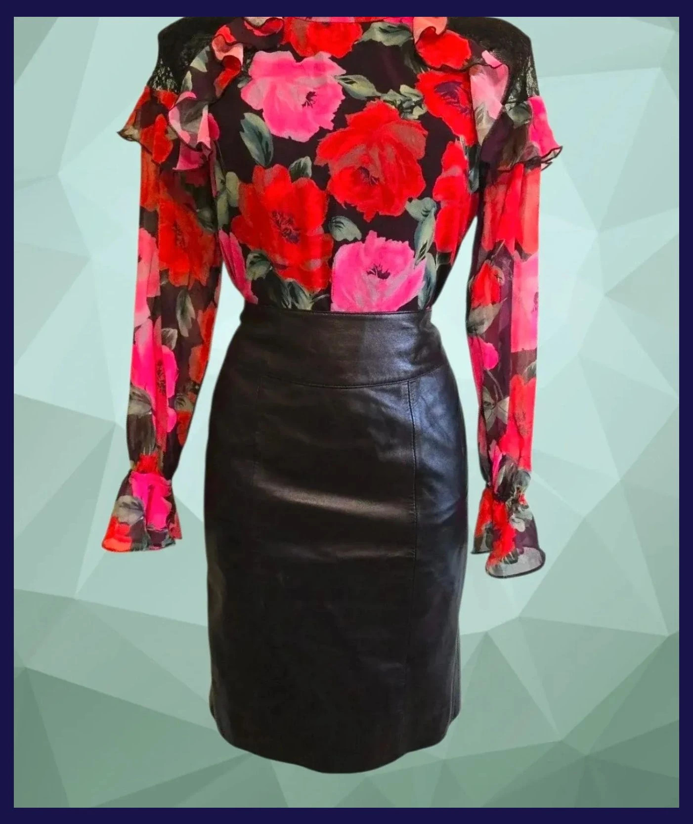Black Pencil Skirt 100% Leather