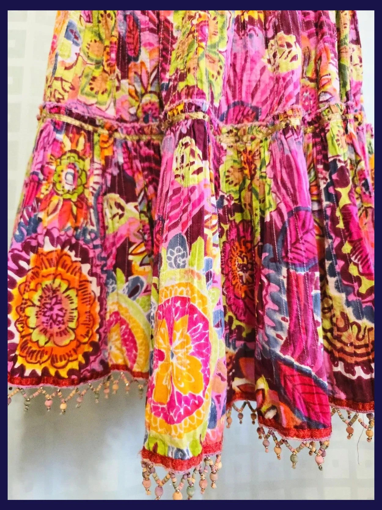 Colorful Floral Tiered Boho Midi Skirt – Derhy – taille M / 38 / 10 5