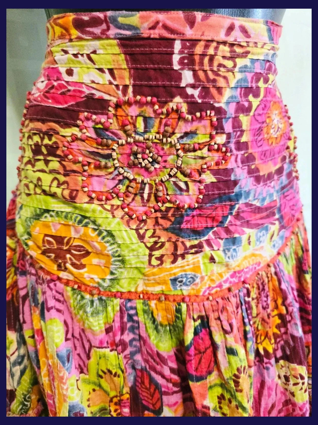 Colorful Floral Tiered Boho Midi Skirt – Derhy – taille M / 38 / 10 4