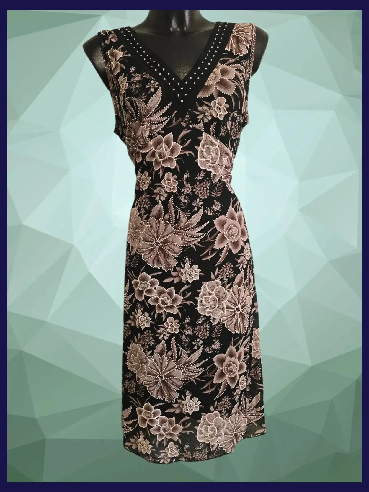 Floral Beaded V-Neck Dress