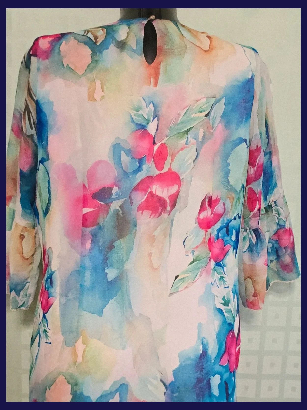 Colorful watercolor floral shift dress – Donarosa – taille XXXL / 46 / 18 5