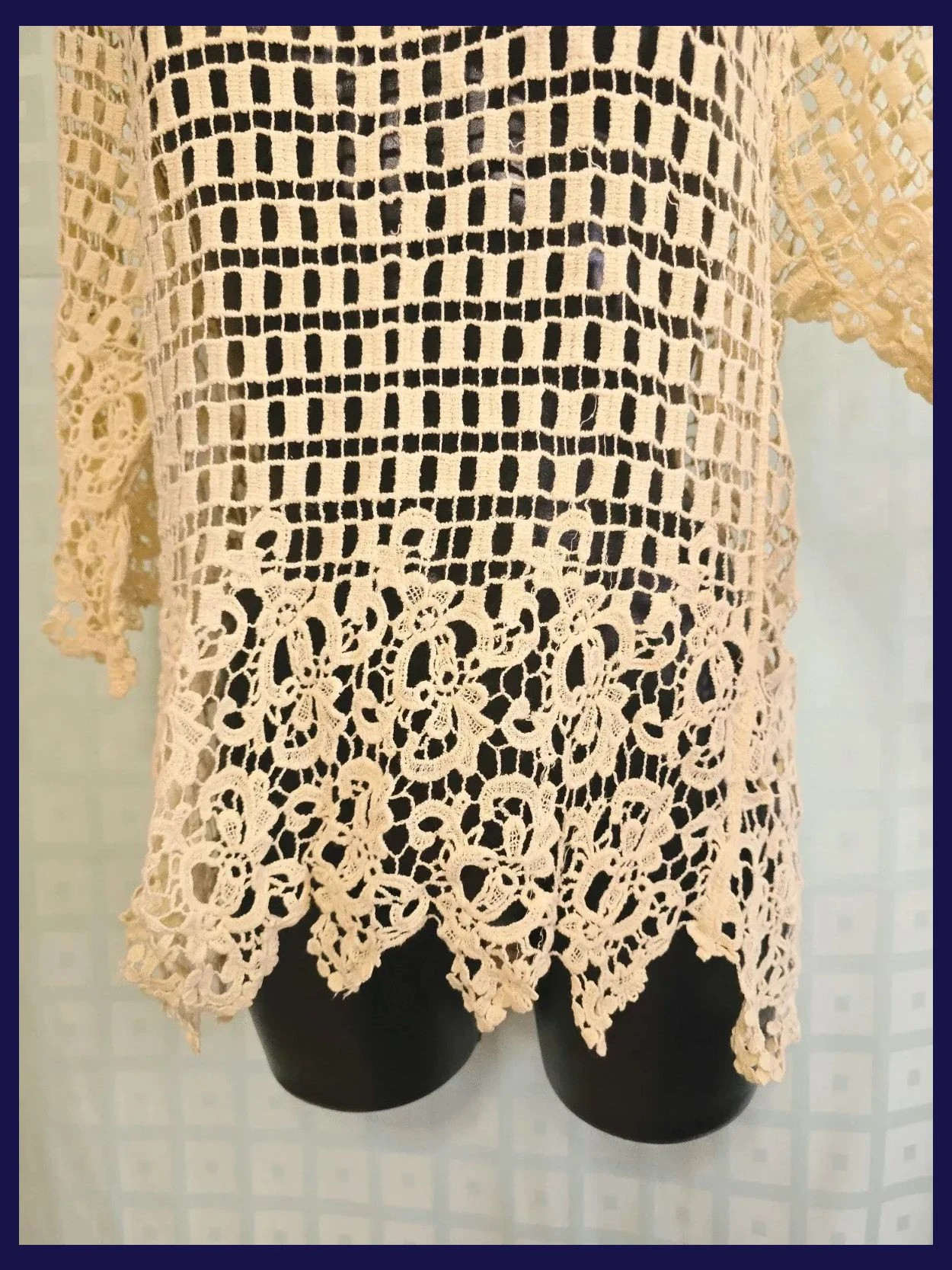 Yellow Crochet Mesh Lace Tunic Top – Vestidor Vintage – taille Taille unique 3