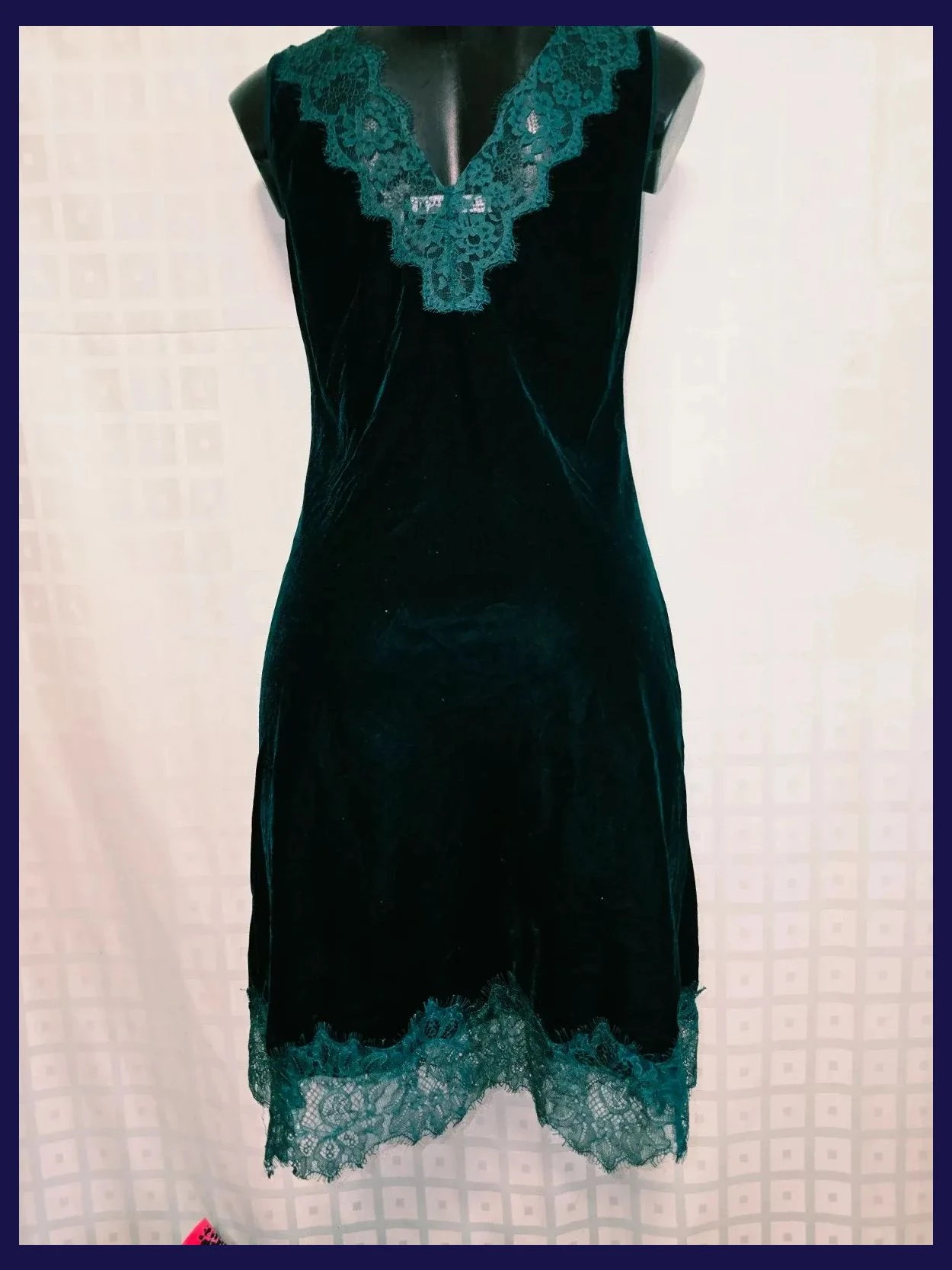 Emerald Velvet Lace Trim Slip Dress – Zara – taille M / 38 / 10 2