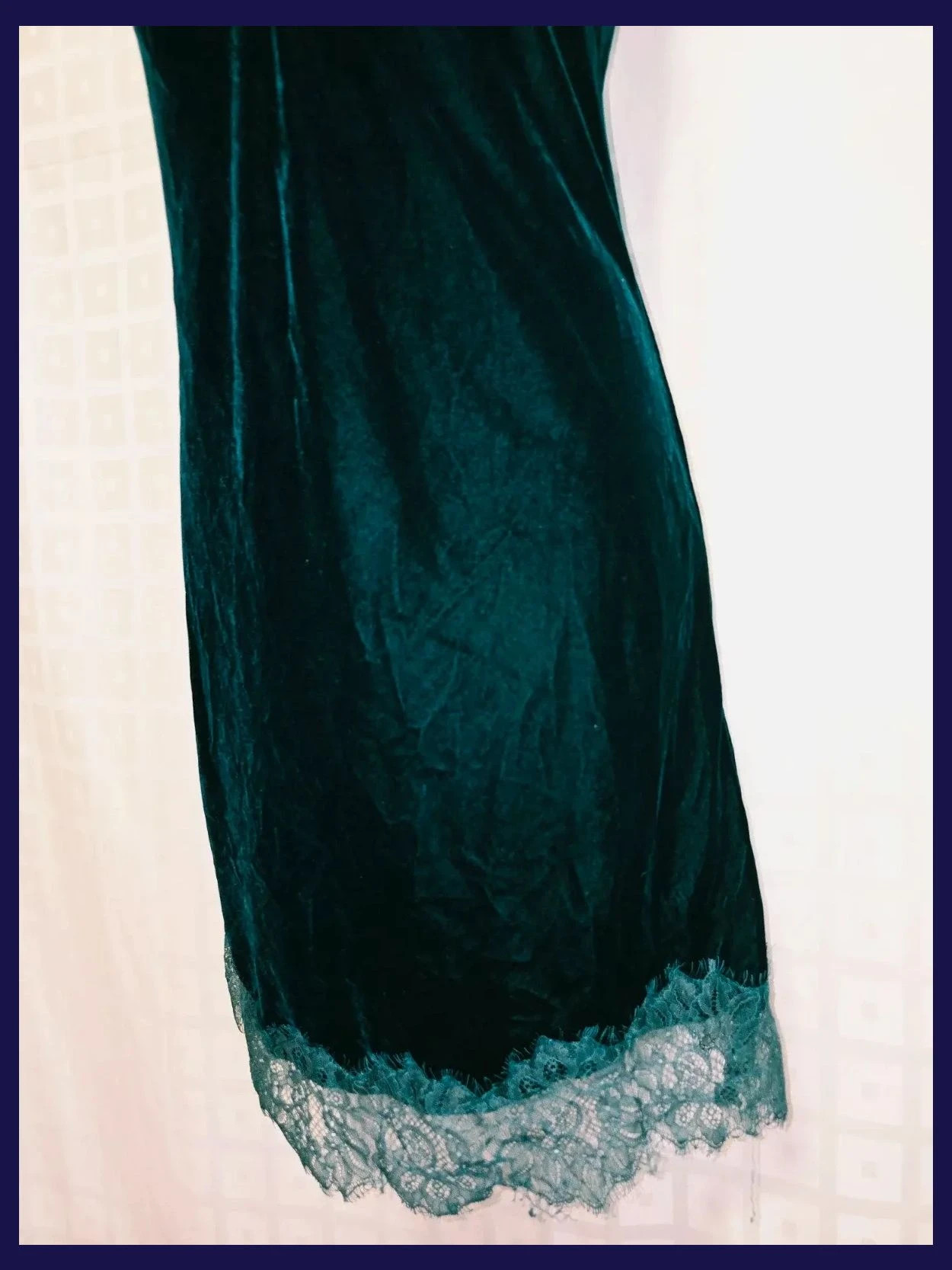 Emerald Velvet Lace Trim Slip Dress – Zara – taille M / 38 / 10 4
