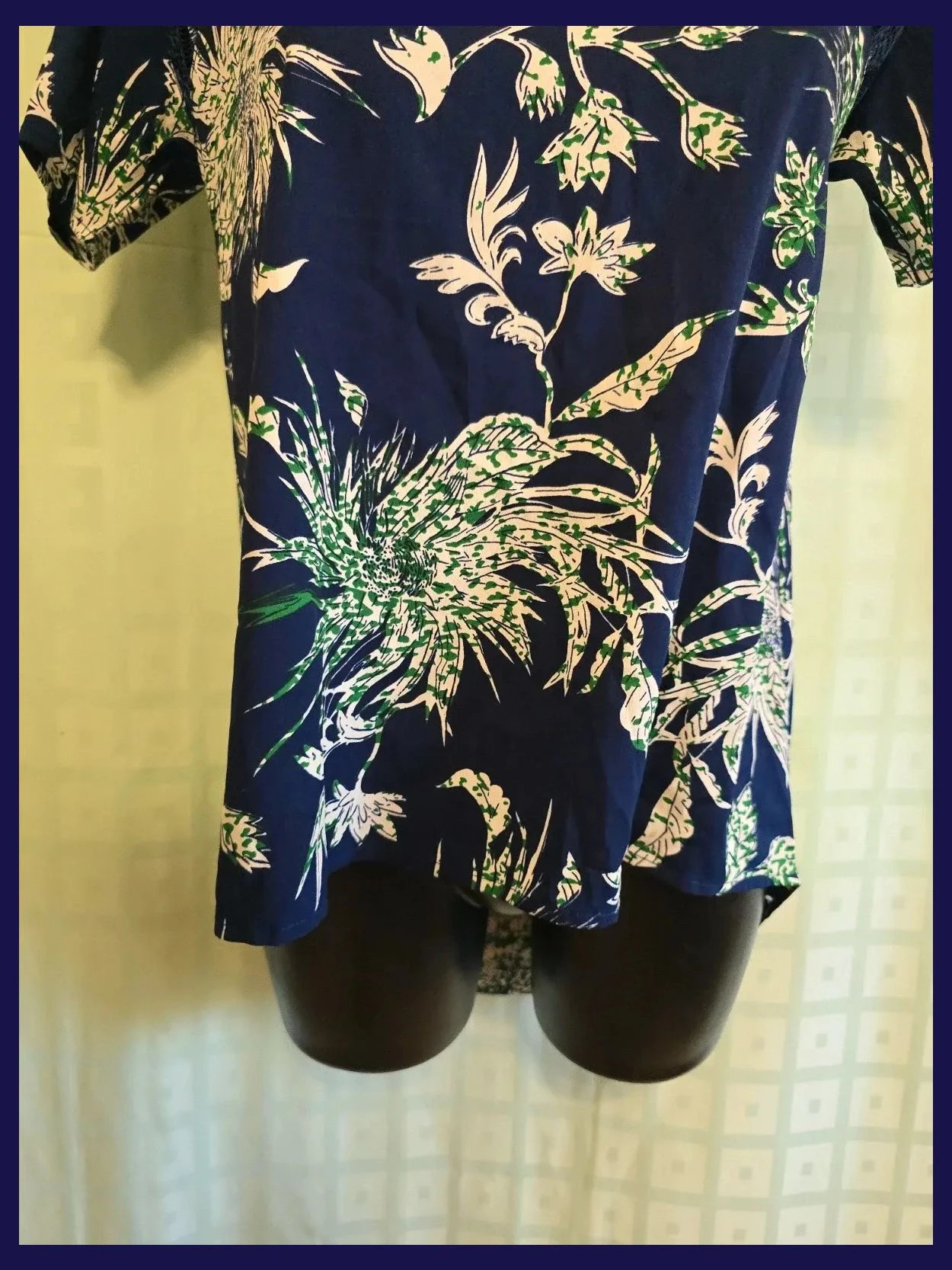 Navy Tropical Floral Lace Shoulder Top – Vintage Dressing – taille M / 38 / 10 3