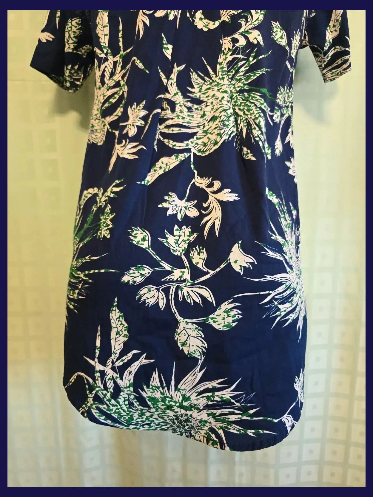 Navy Tropical Floral Lace Shoulder Top – Vintage Dressing – taille M / 38 / 10 5