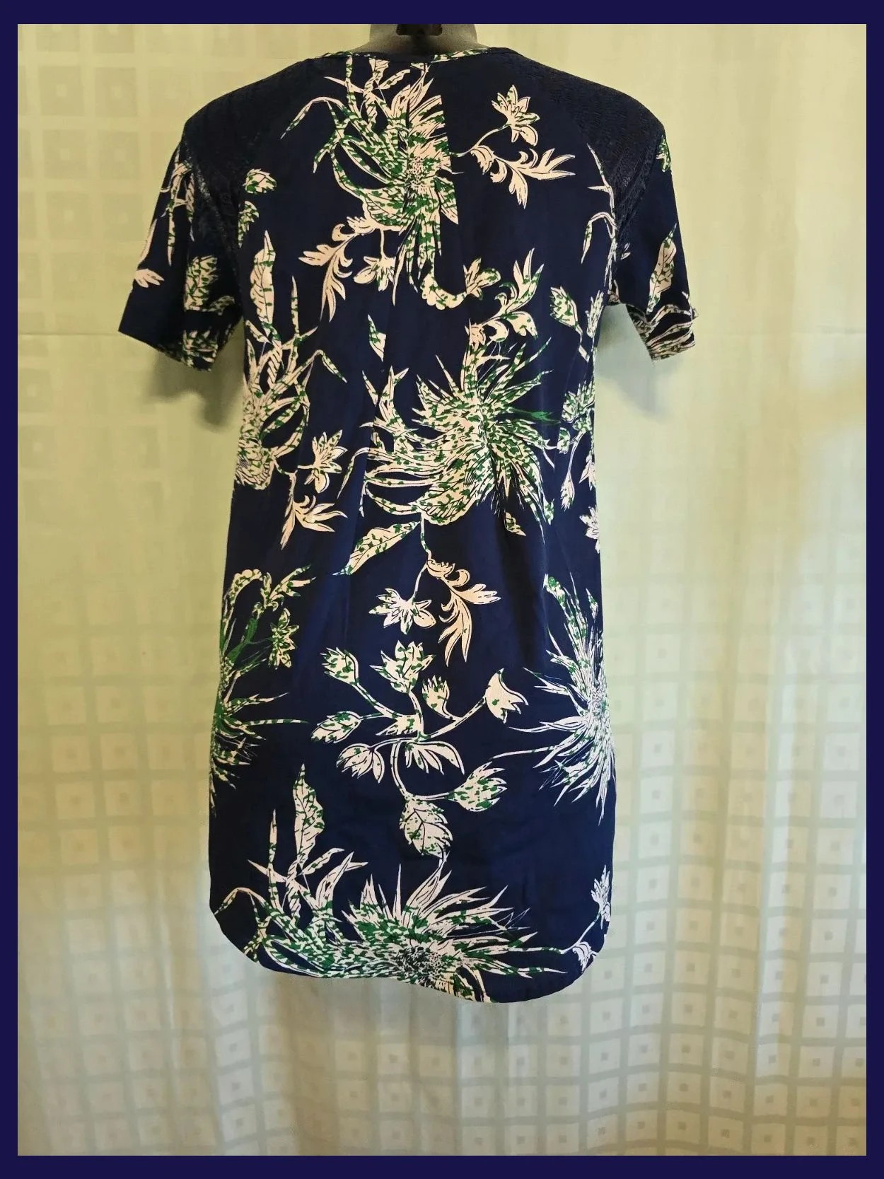 Navy Tropical Floral Lace Shoulder Top – Vintage Dressing – taille M / 38 / 10 4