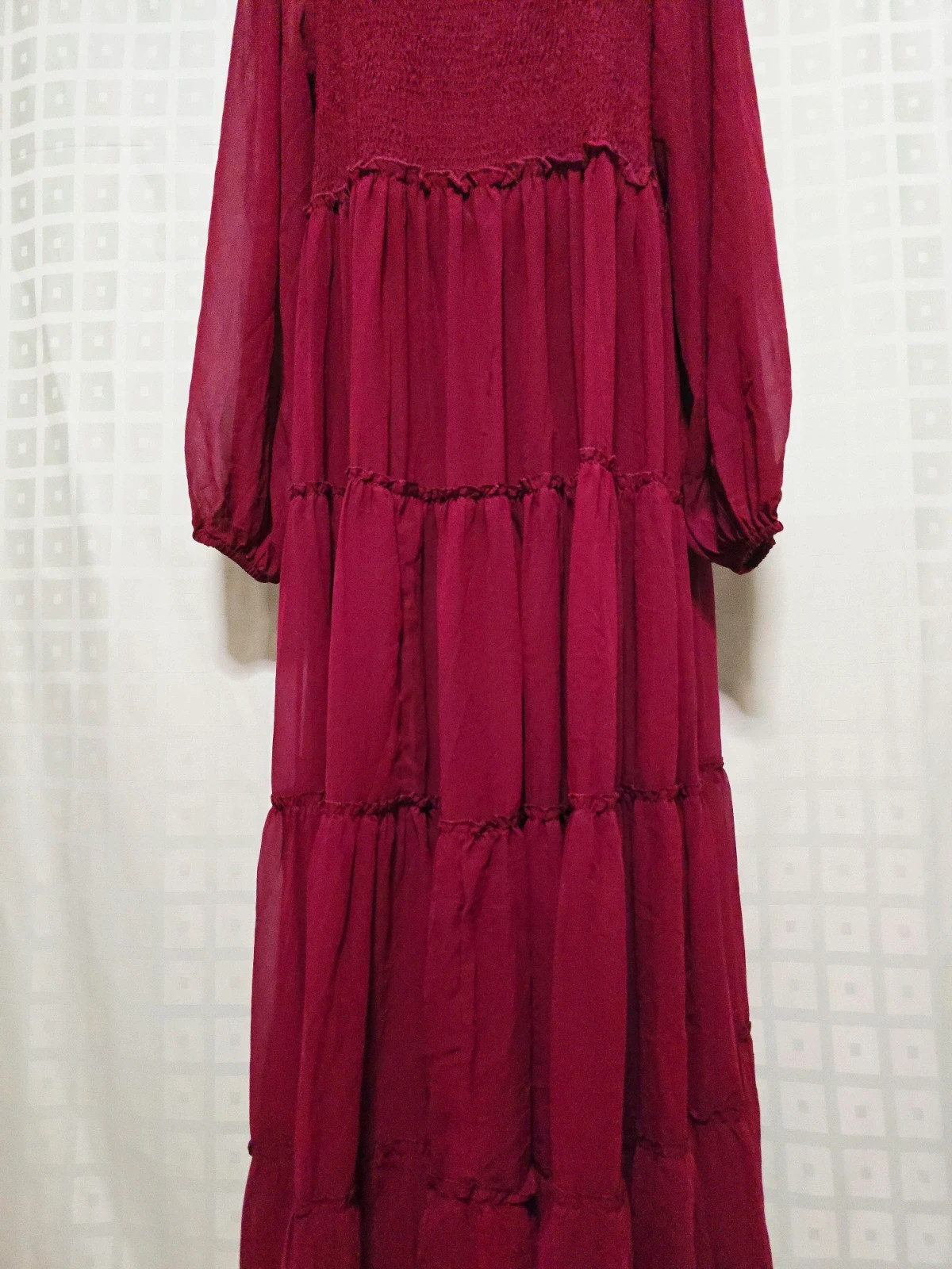 Burgundy Tiered Smocked Maxi Dress – Limited Collection – taille XXL / 44 / 16 4