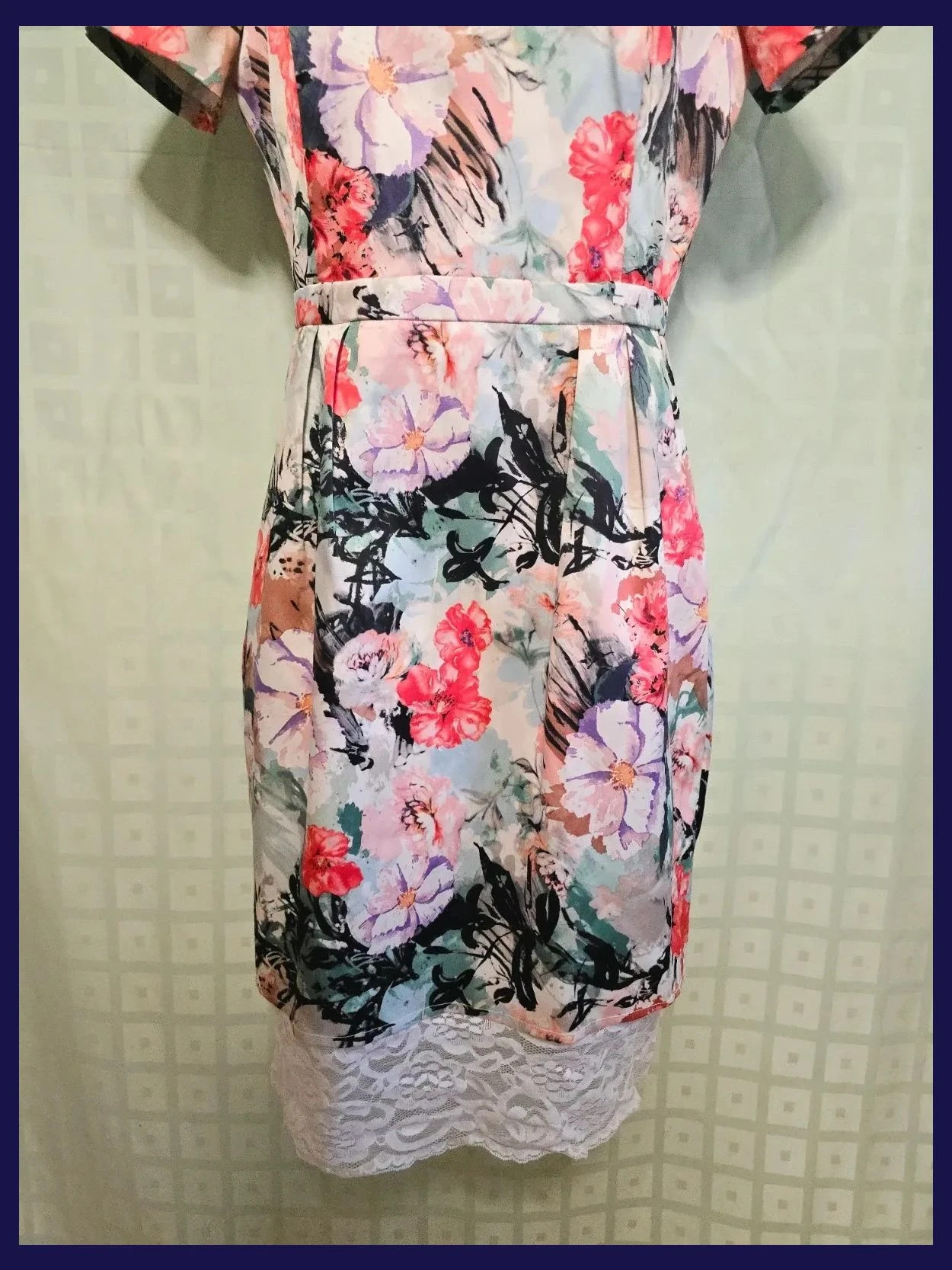 Floral Print Dress Lace Hem – SuiteBlanco – taille L / 40 / 12 3