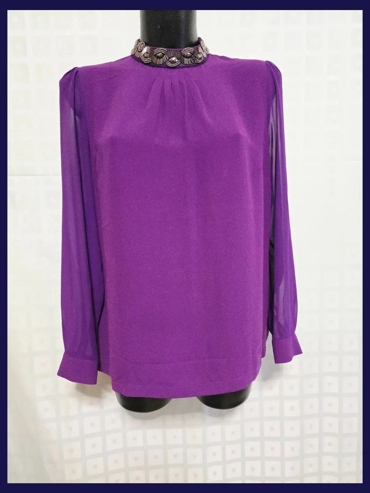 Purple Beaded Collar Blouse – Marks & Spencer – taille XL / 42 / 14 2