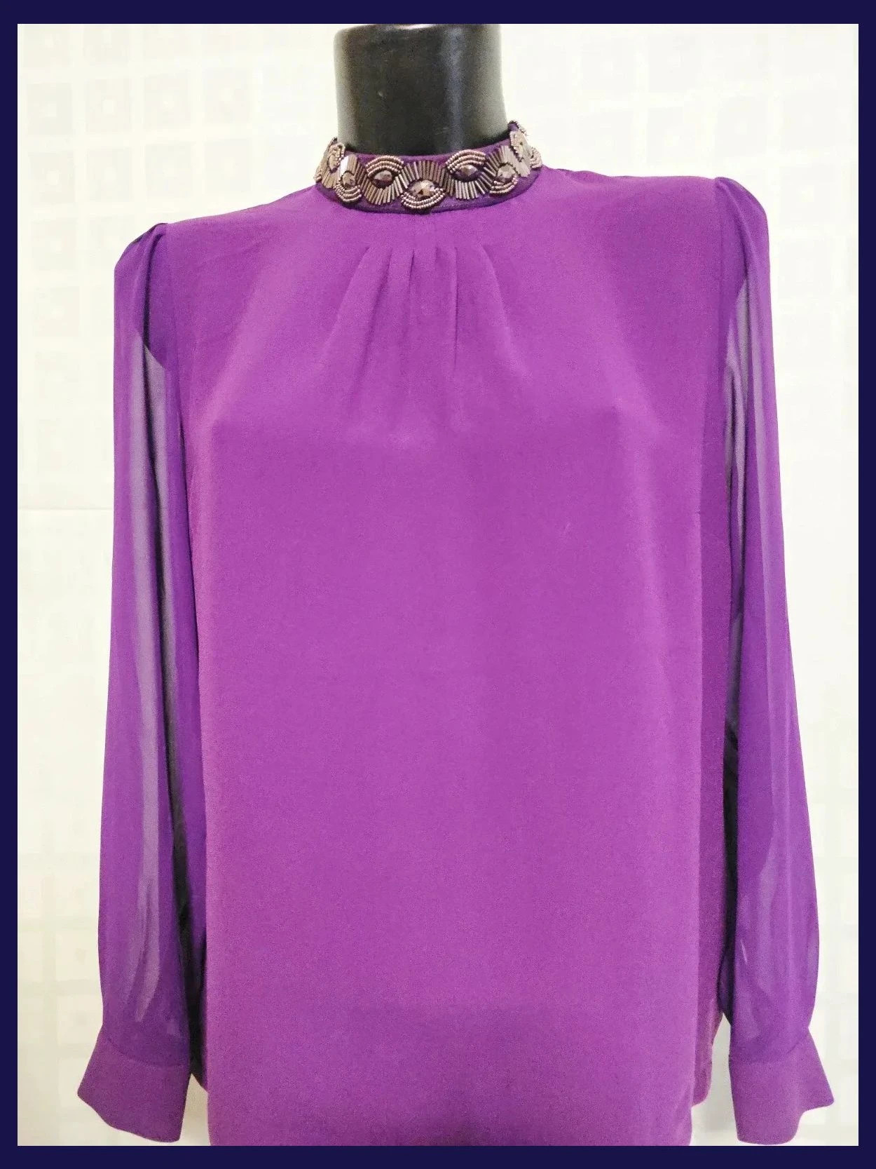 Purple Beaded Collar Blouse – Marks & Spencer – taille XL / 42 / 14 3