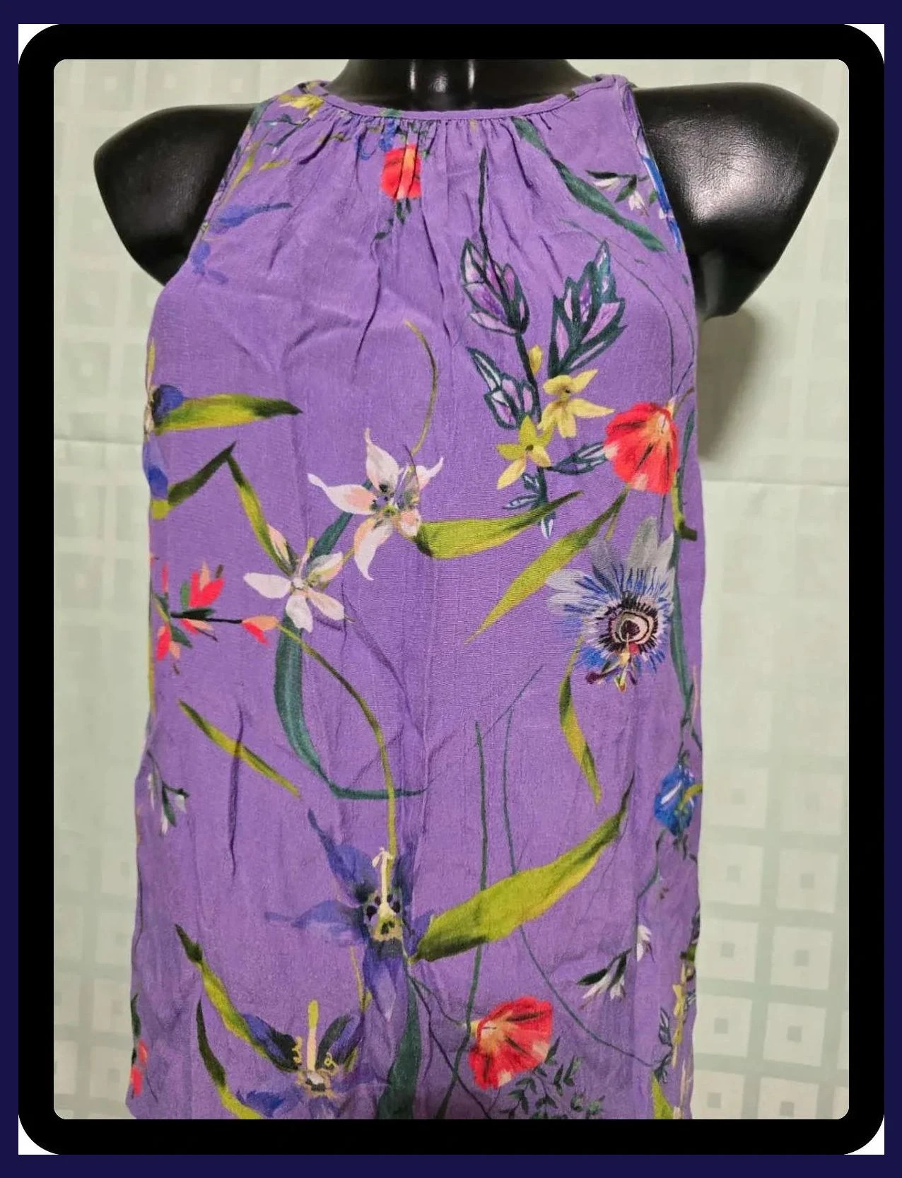 Purple Floral Halter Neck Top – Karen Millen – taille L / 40 / 12 2