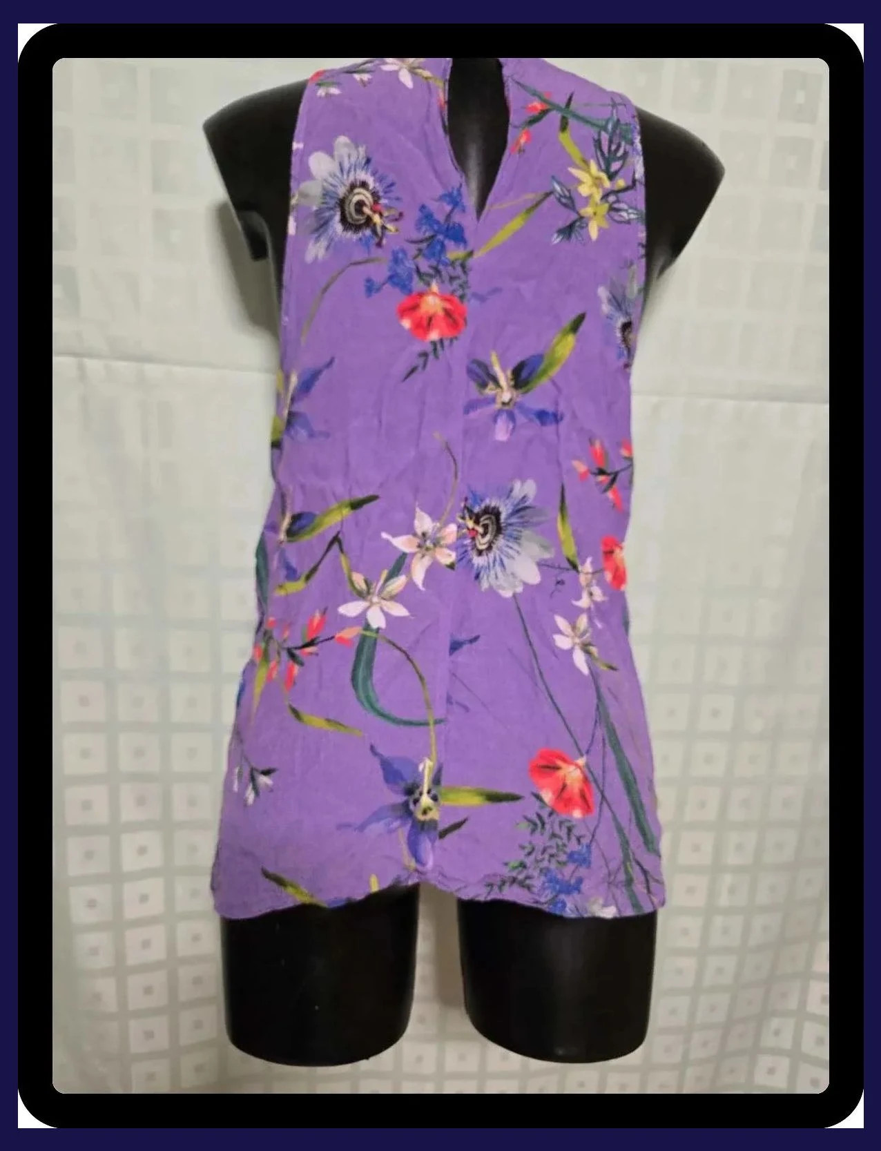 Purple Floral Halter Neck Top – Karen Millen – taille L / 40 / 12 4
