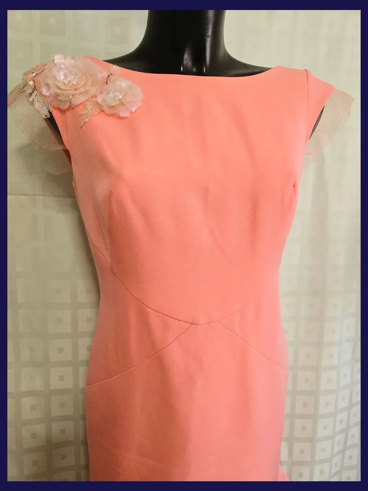 Floral Appliqué & Tulle Hem Event Dress – Carla Ruiz – taille L / 40 / 12 2