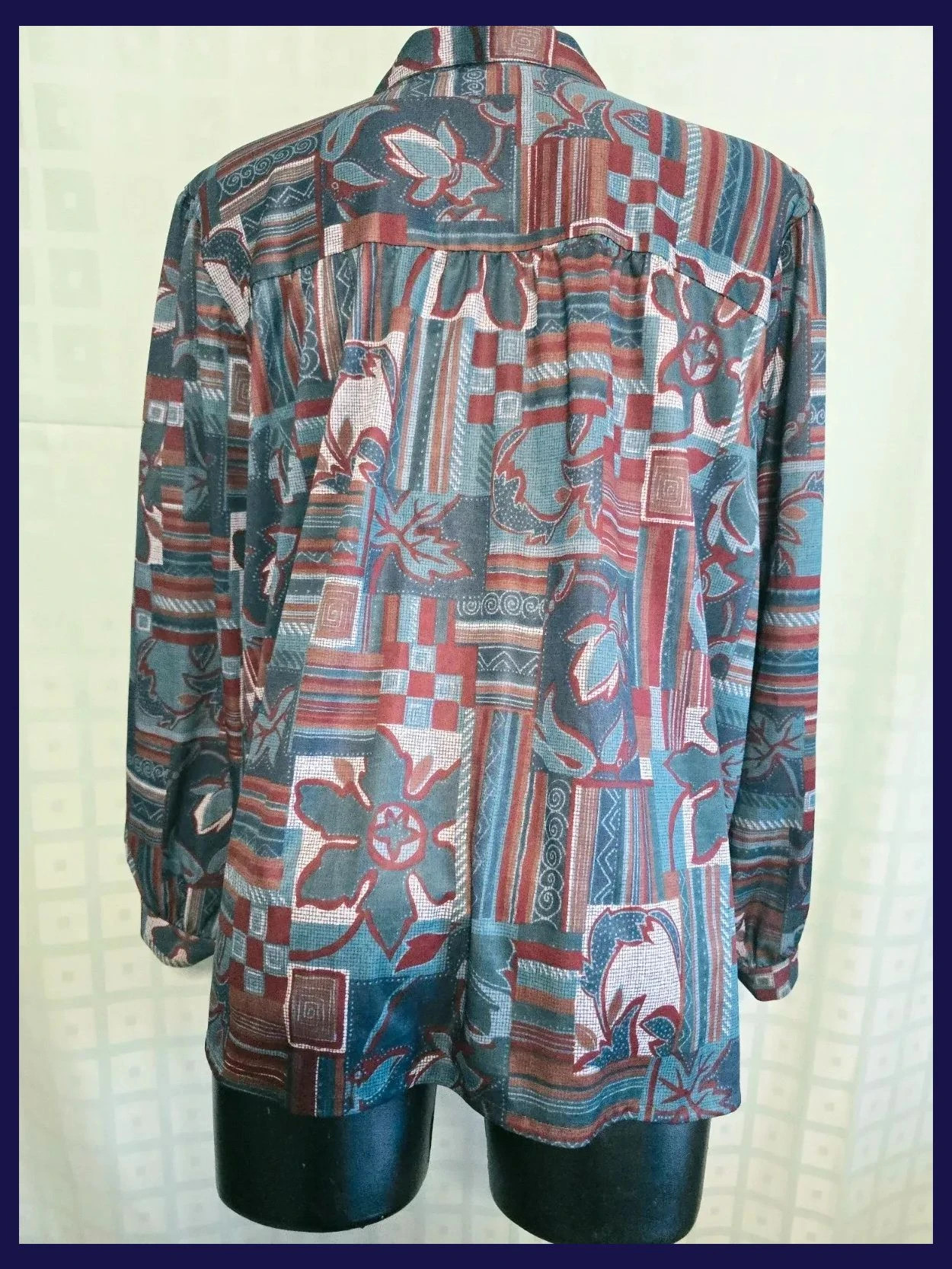 Vintage Patchwork Print Gold Button Blouse 74 cm – Vestidor Vintage – taille Autre 5