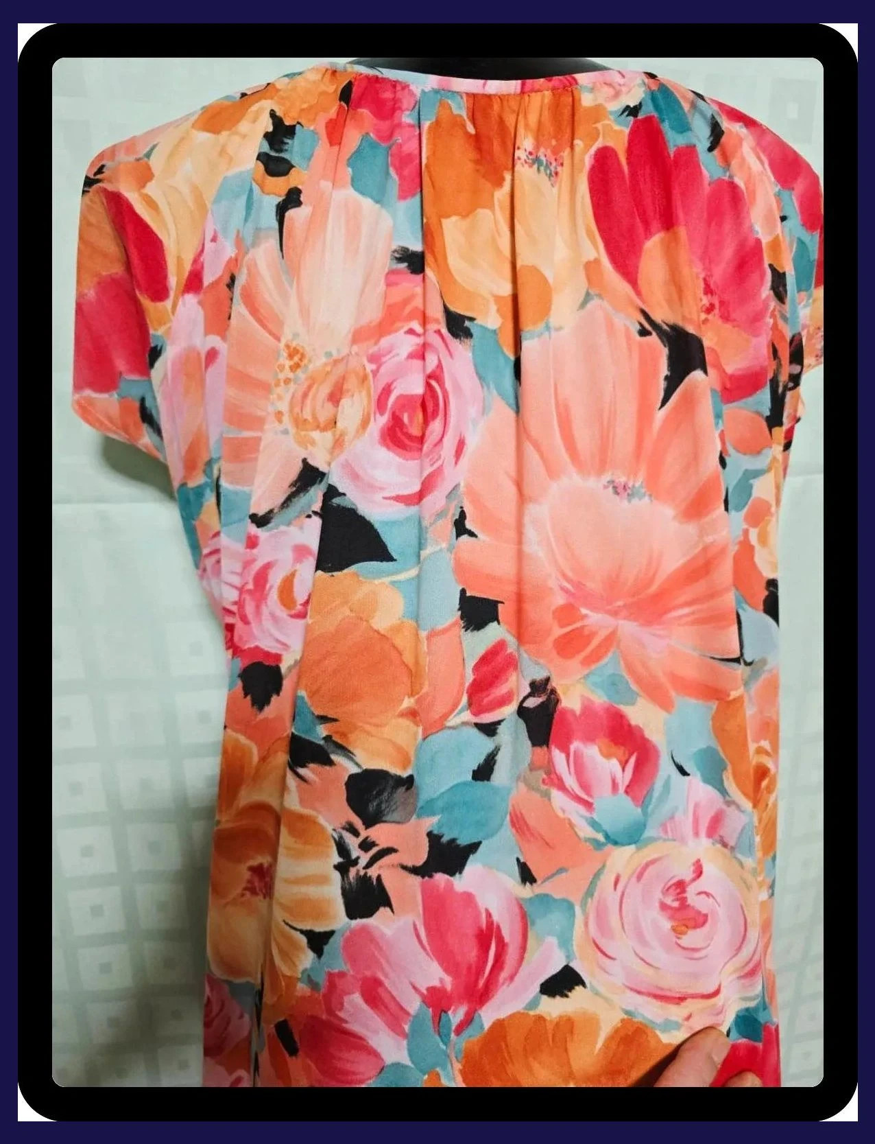 Vestido de verano floral vibrante vintage – Atelier Goldner Schnitt – taille XXL / 44 / 16 5
