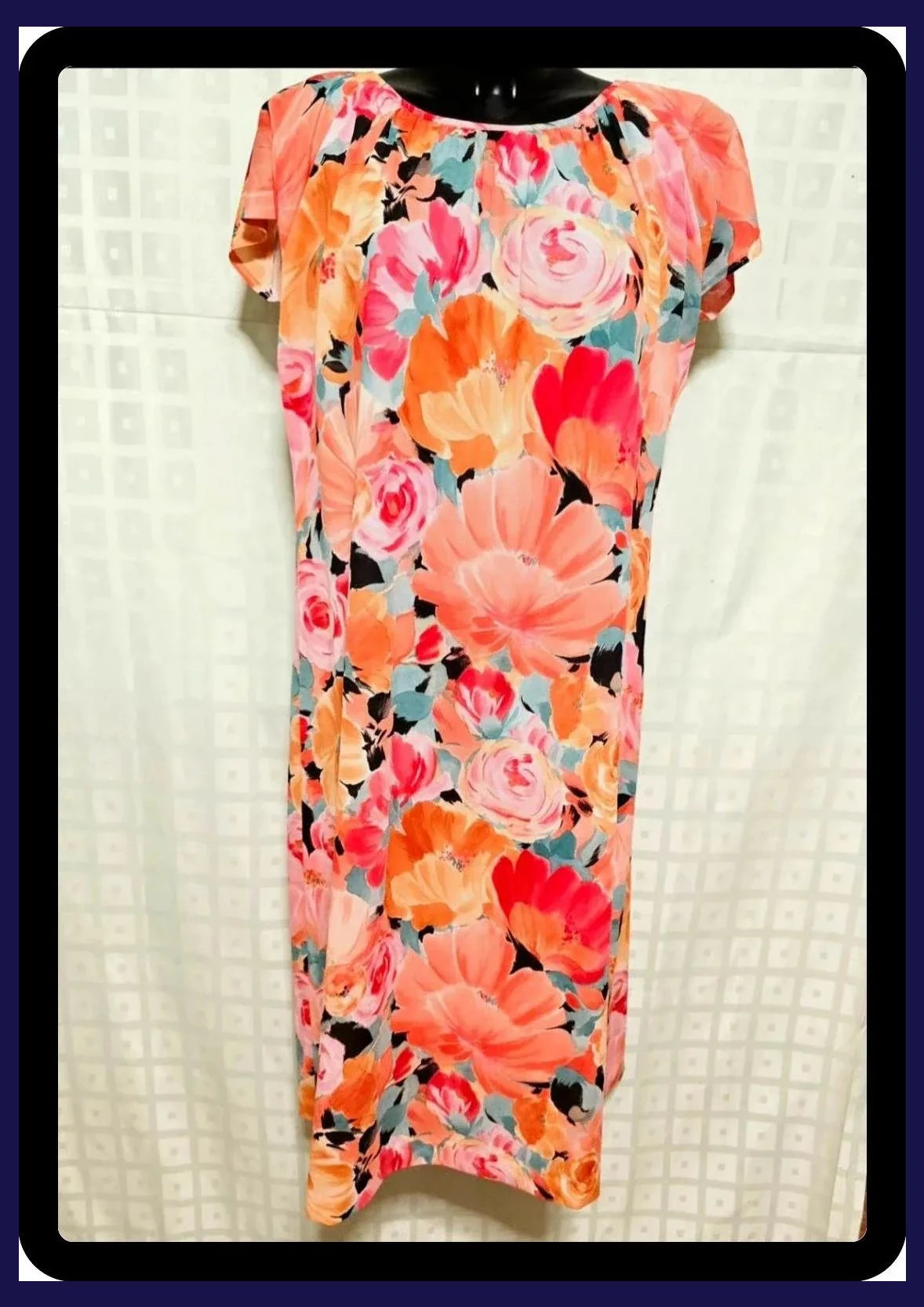 Vestido de verano floral vibrante vintage – Atelier Goldner Schnitt – taille XXL / 44 / 16