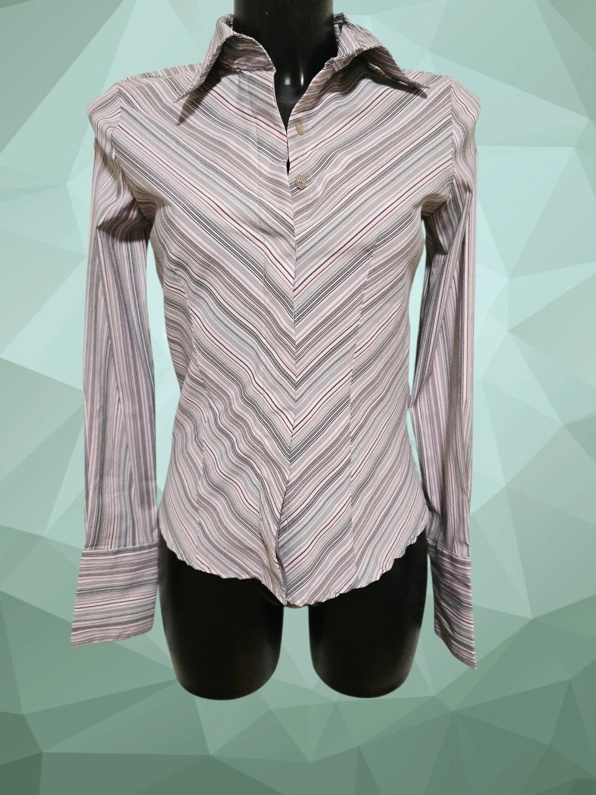 Chevron Striped Fitted Shirt – Cotton works – taille S / 36 / 8
