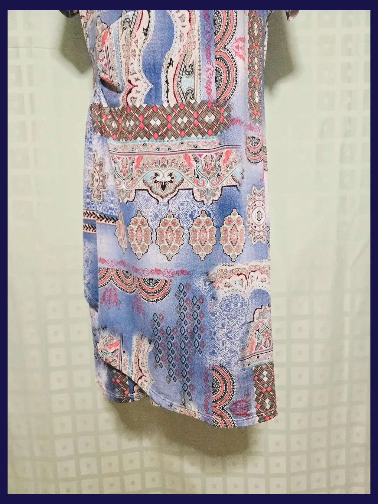 Vintage Mosaic Paisley Print Short Sleeve Dress – Vestidor Vintage – taille XXL / 44 / 16 3