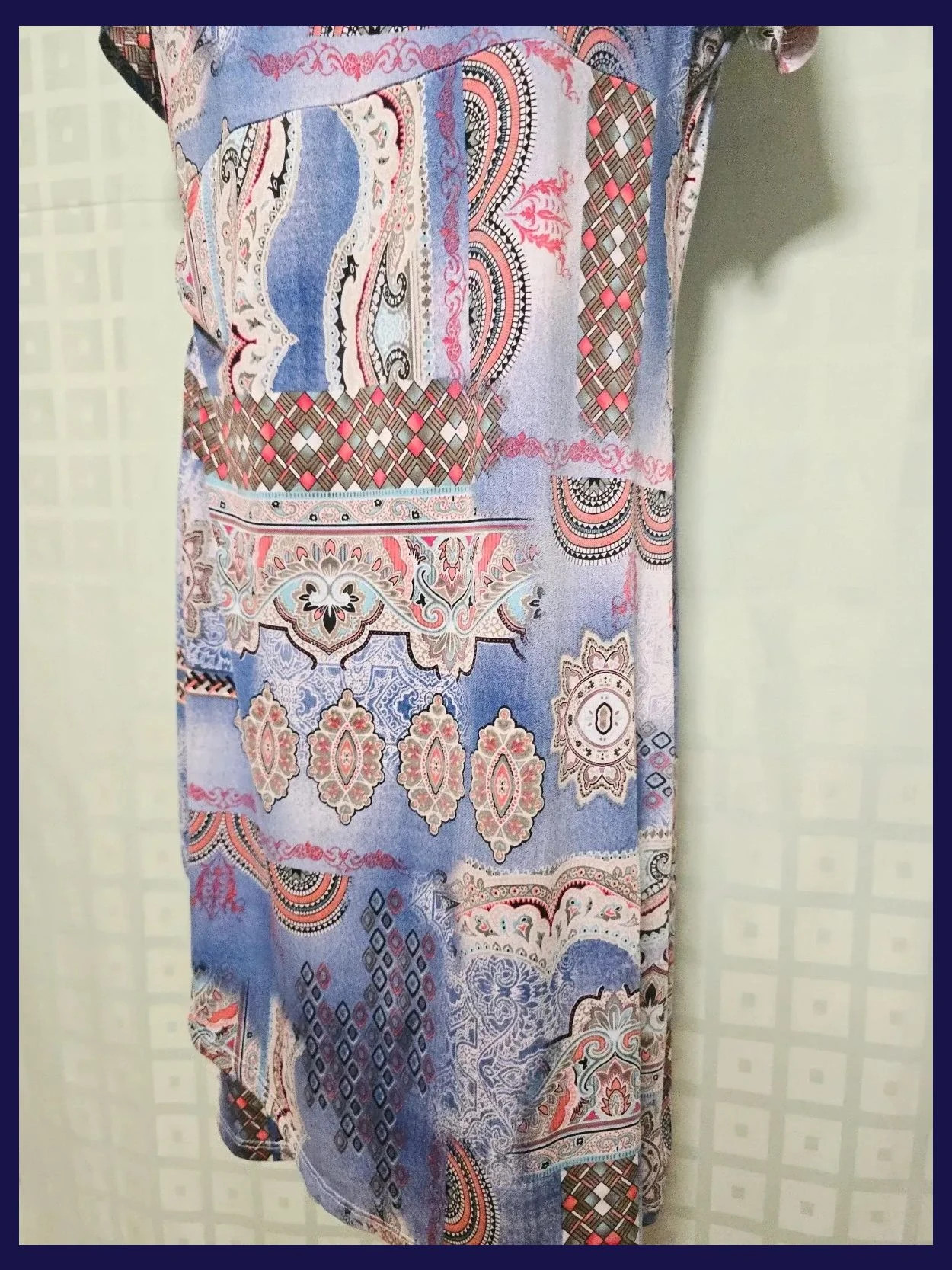Vintage Mosaic Paisley Print Short Sleeve Dress – Vestidor Vintage – taille XXL / 44 / 16 4