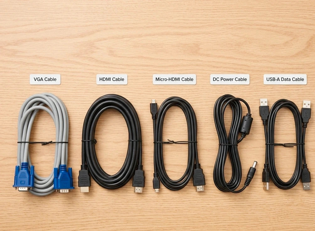 Lote de 5 Cables Variados (Hdmi, Micro Hdmi, Vda, Usb y Alimentación)