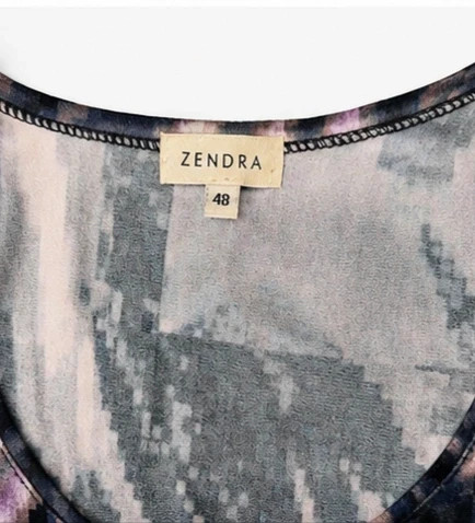 Haut Zendra imprimé abstrait violet noir manches longues – Taille 48 – Zendra – taille 4XL / 48 / 20 3
